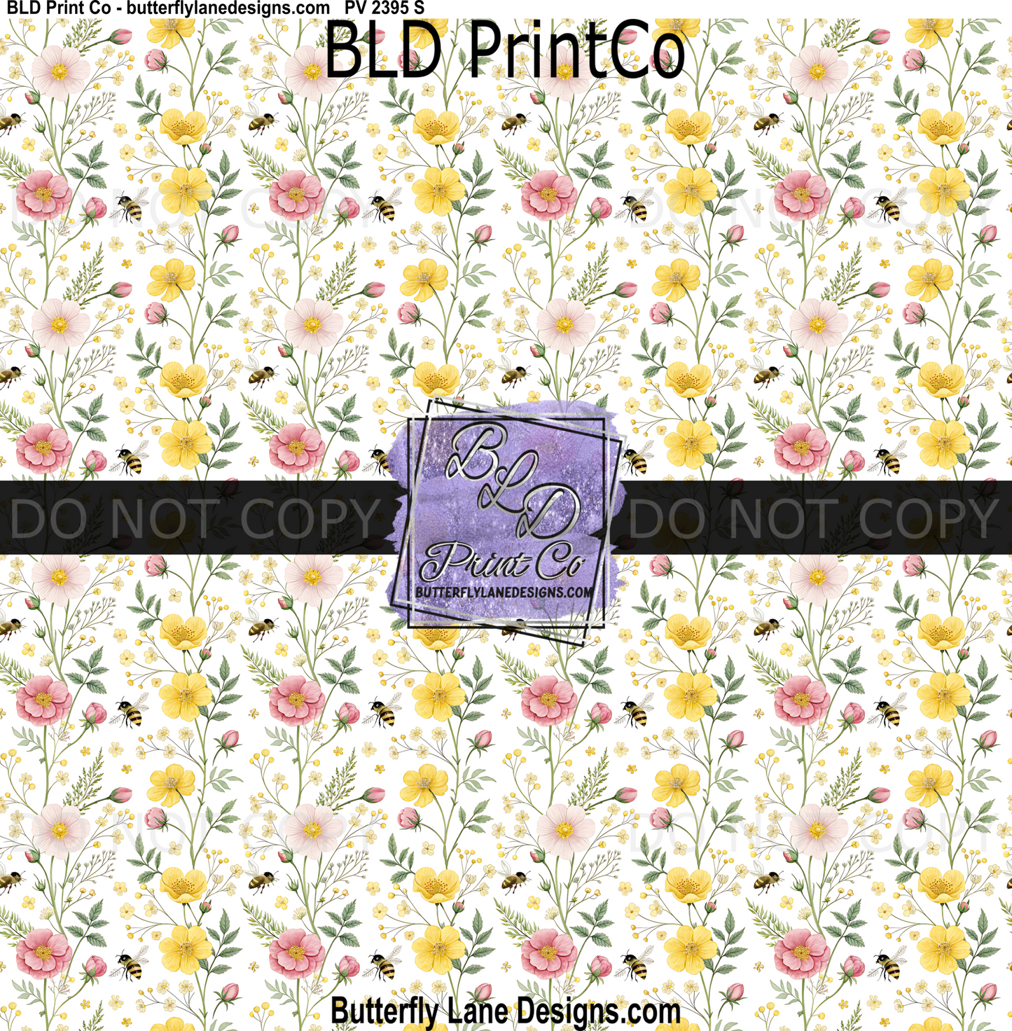 Blushing Meadow | Pink & Yellow Wildflower Honey Bee | PV 2395