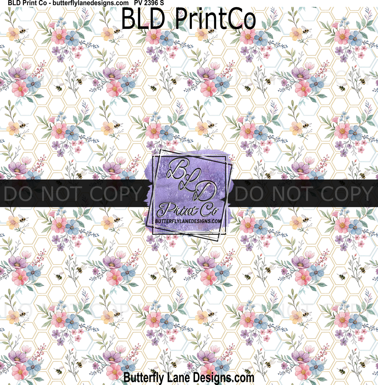 Honeybee & Pastel Botanical | Gold Hexagon Wildflower| PV 2396