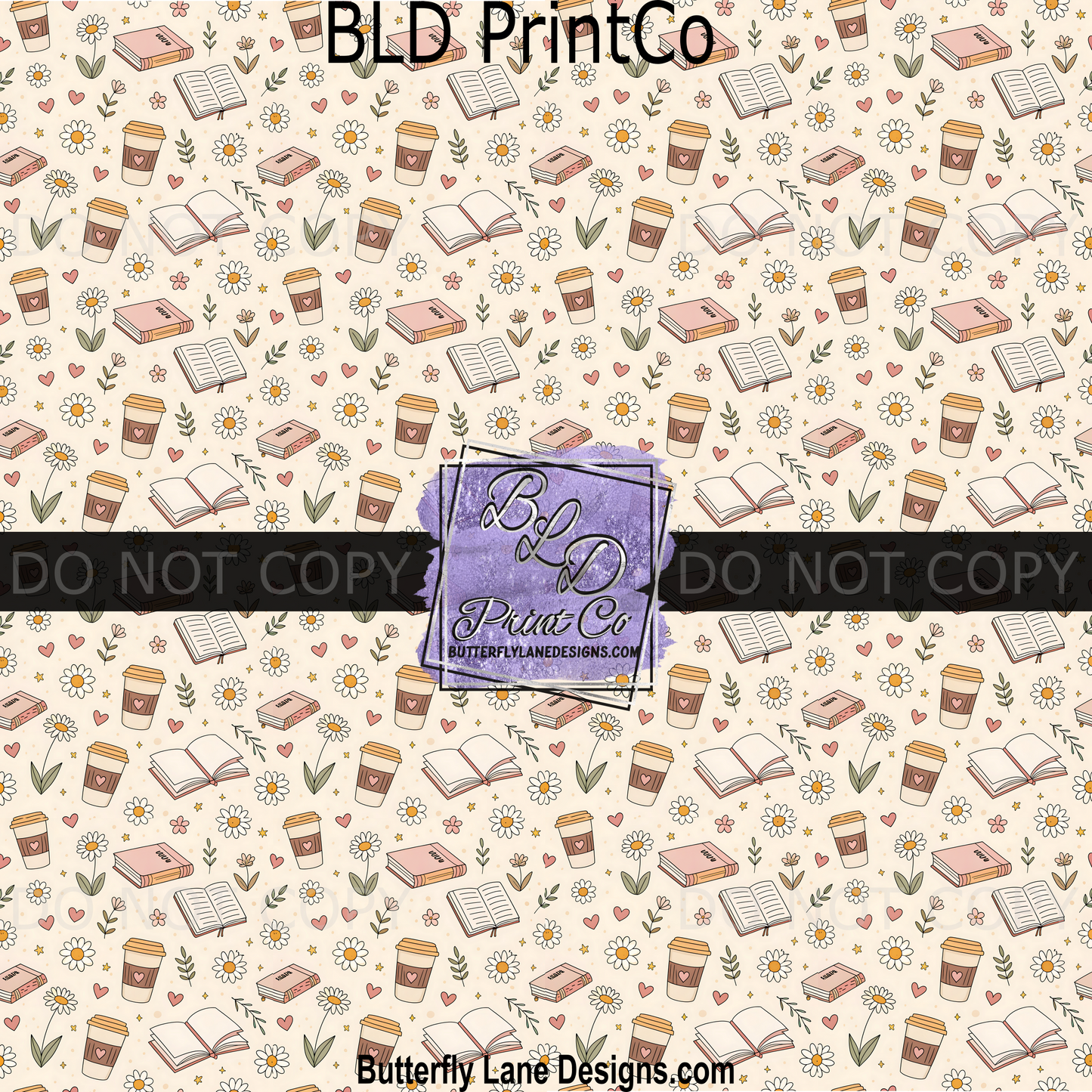 Cozy Bookish Life | Coffee Books & Daisies Pattern | PV2403