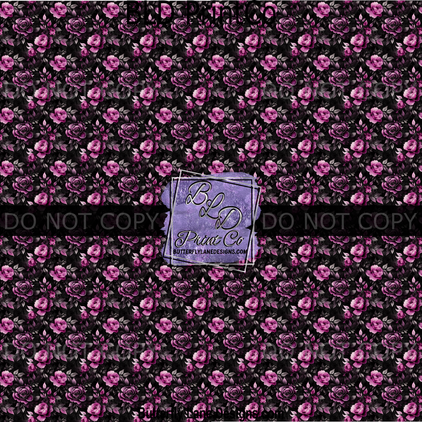 Midnight Magenta Roses | Dark Moody Floral Pattern | PV2407