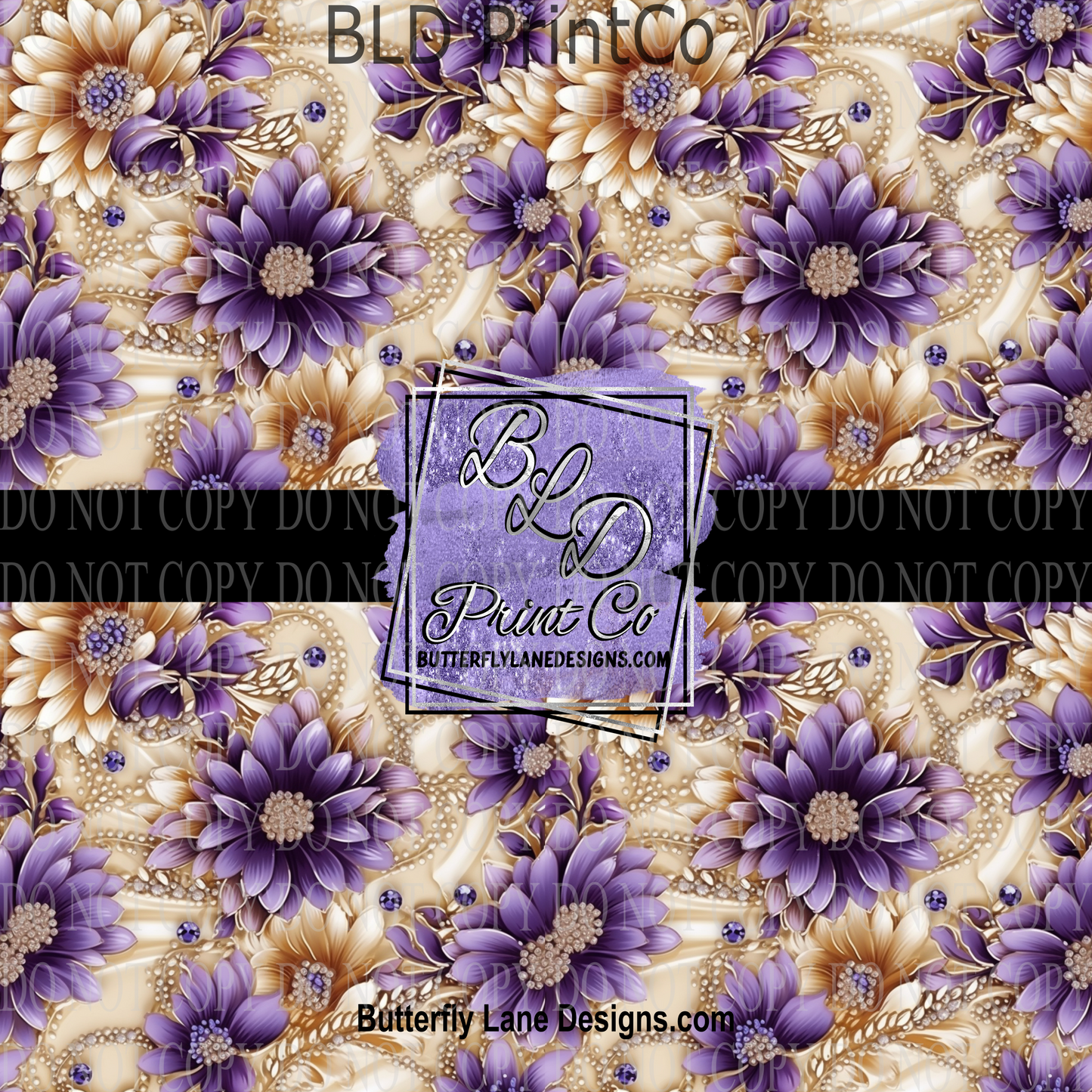 Purple-Cream Royal Florals - PV 824   Patterned Vinyl