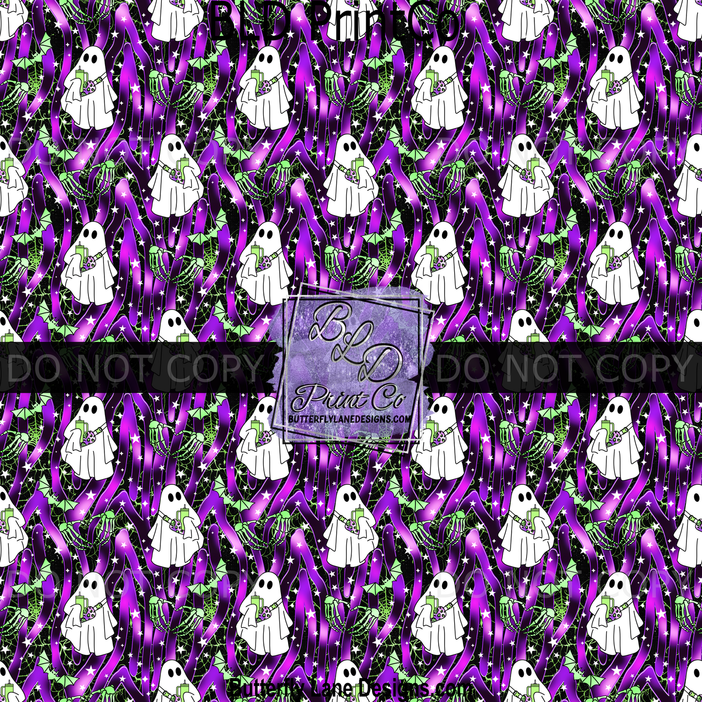 Purple Green Skellie  Ghost Spooky - PV 1395