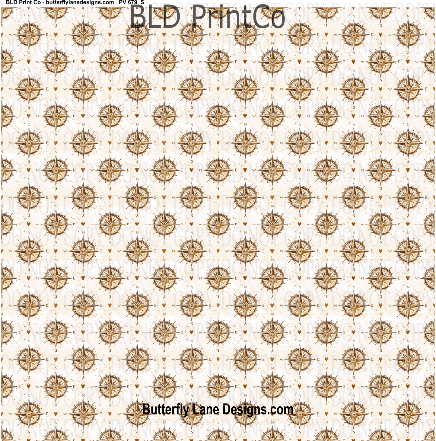 Rose compass with hearts and gold accent  PV 679    Patterned Vinyl