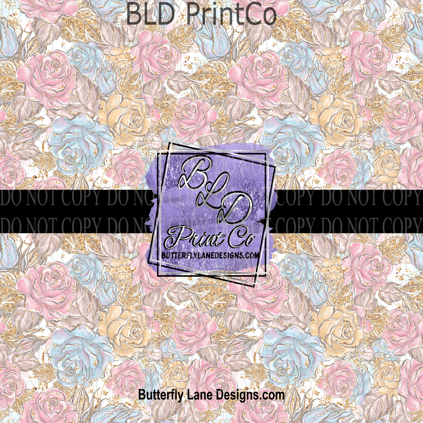 Roses- Pastel with gold accents  842  Patterned Vinyl