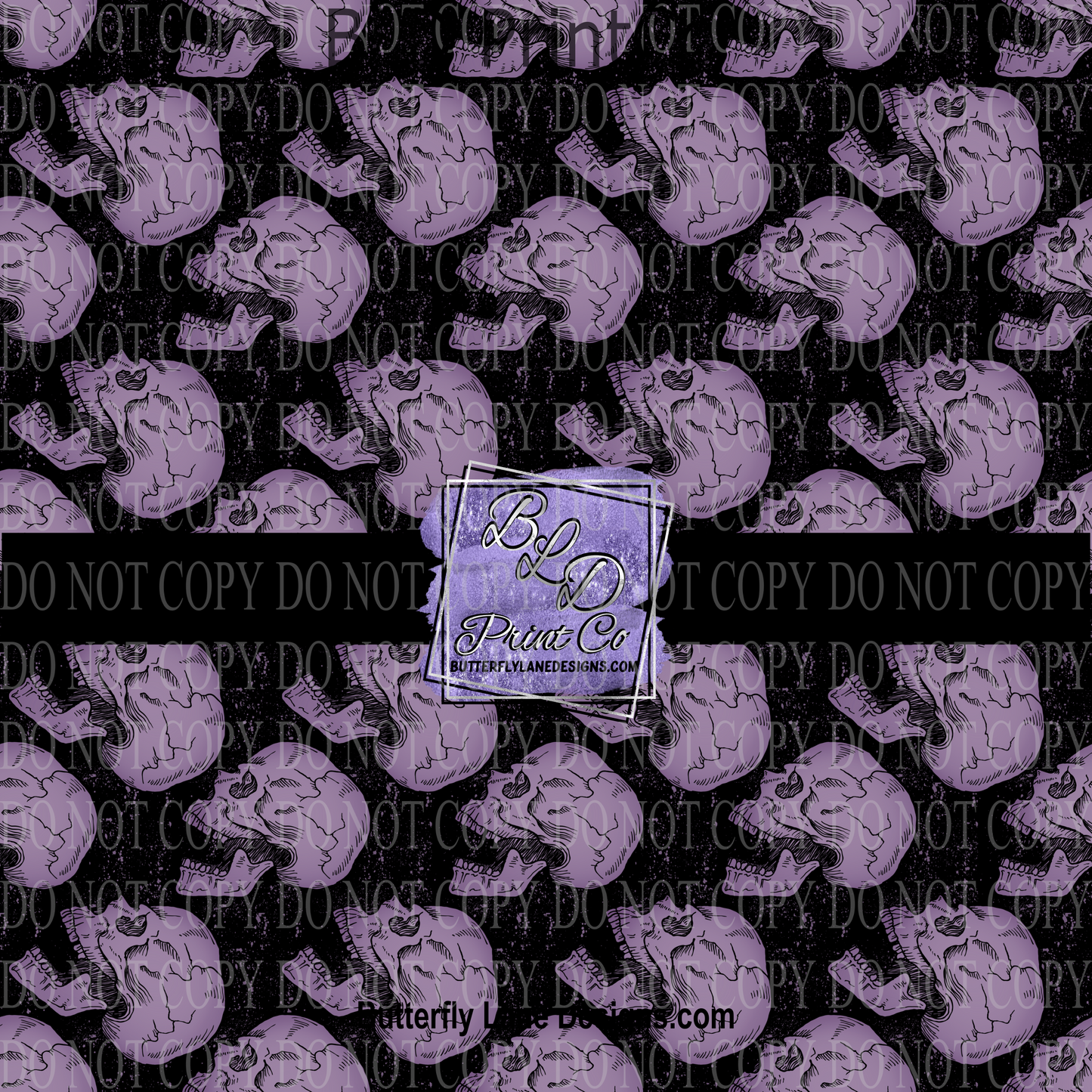 Skulls-Purple Halloween Black Background PV 695 Patterned Vinyl