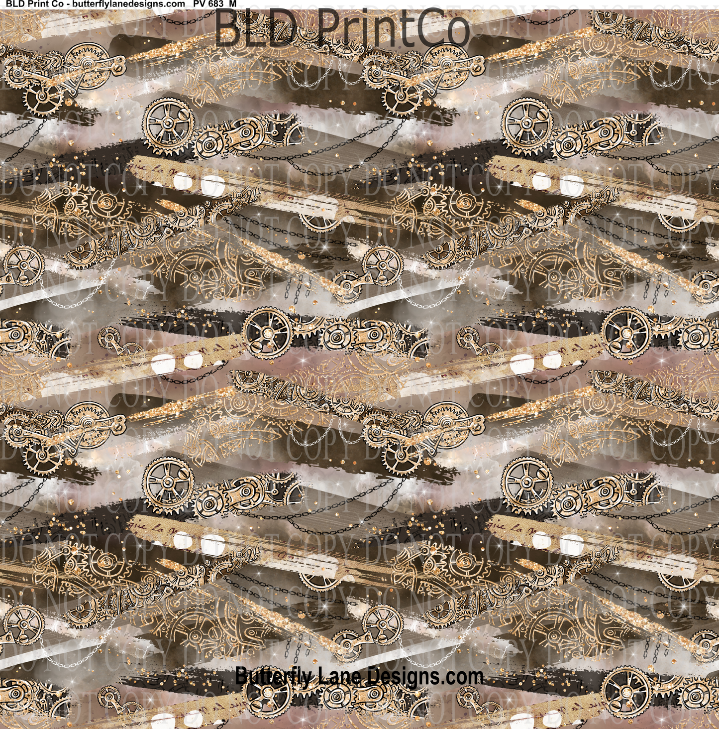Steam Punk- with gold accents and brush strokes-  PV 683 M     Patterned Vinyl