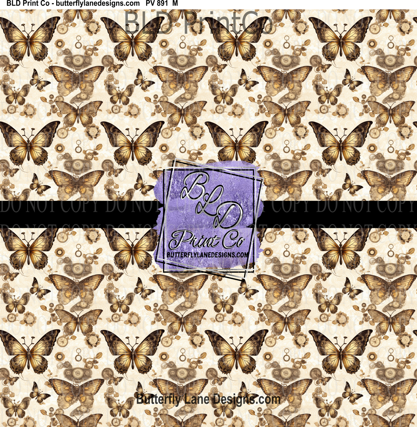 SteamPunk Butterflies- 10 - PV 891 Patterned Vinyl