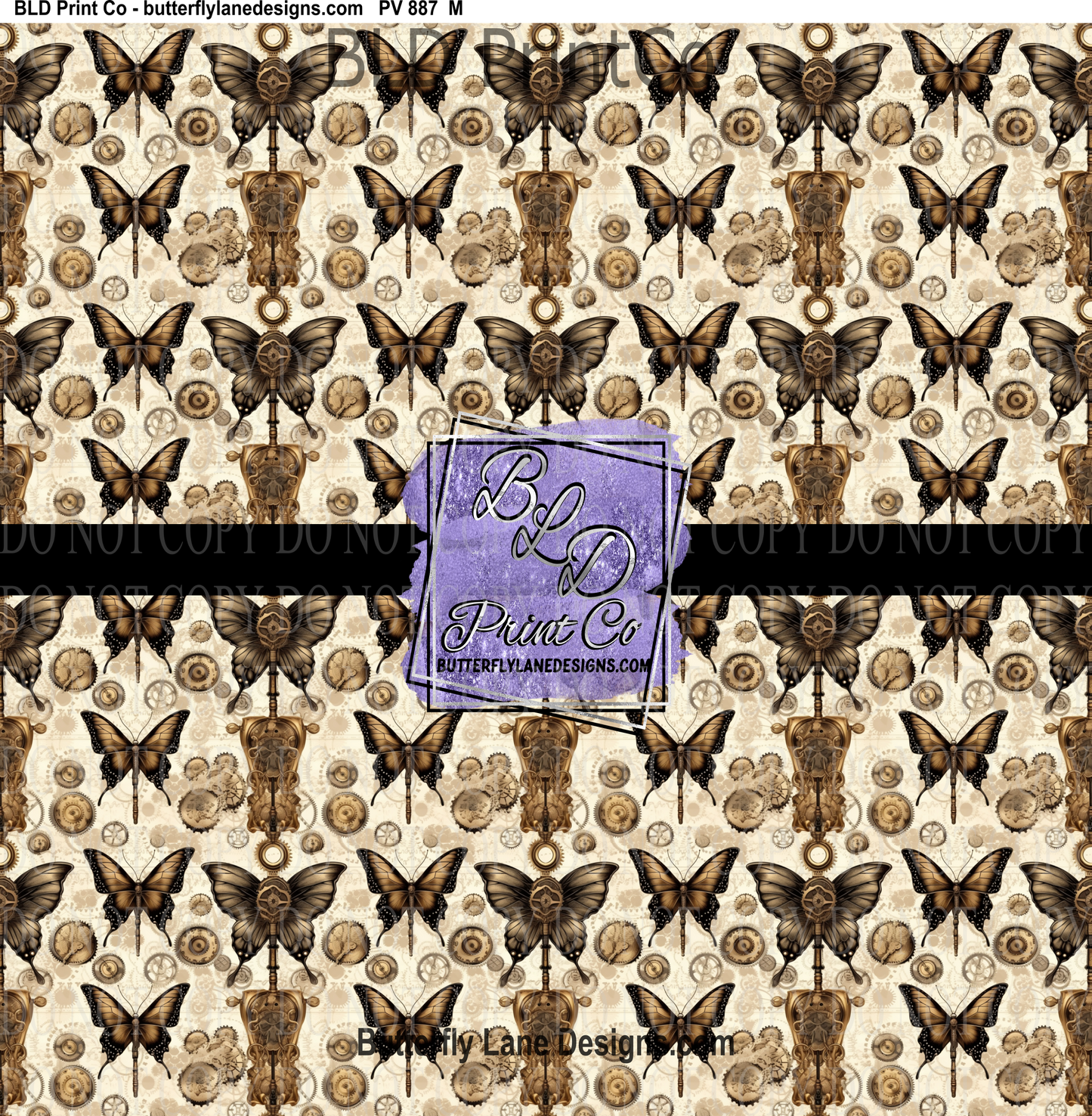 SteamPunk Butterflies- 6 - PV 887 Patterned Vinyl
