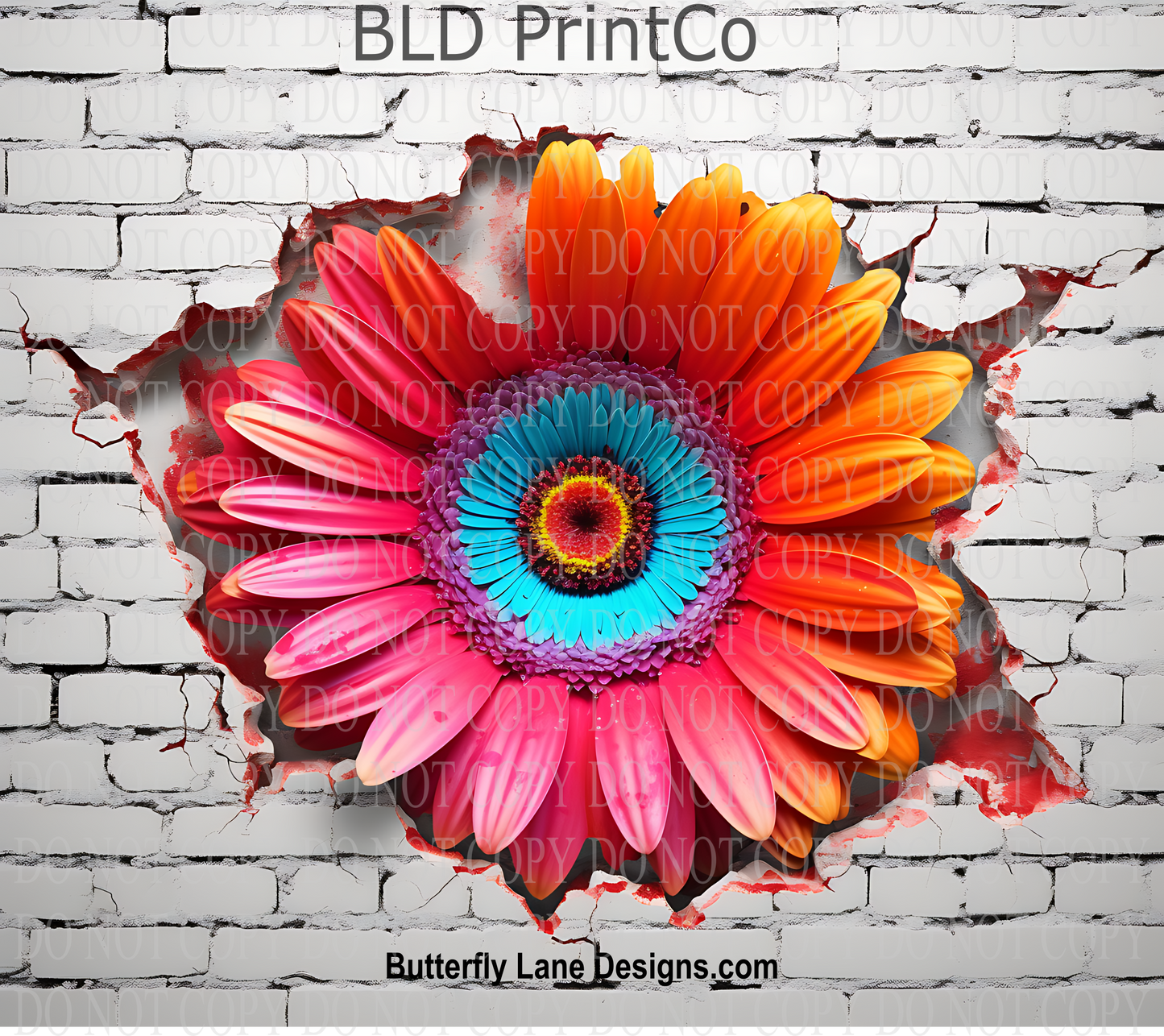 W107 3D Effect- Colorful Daisy Wall Smash: Tumbler wrap