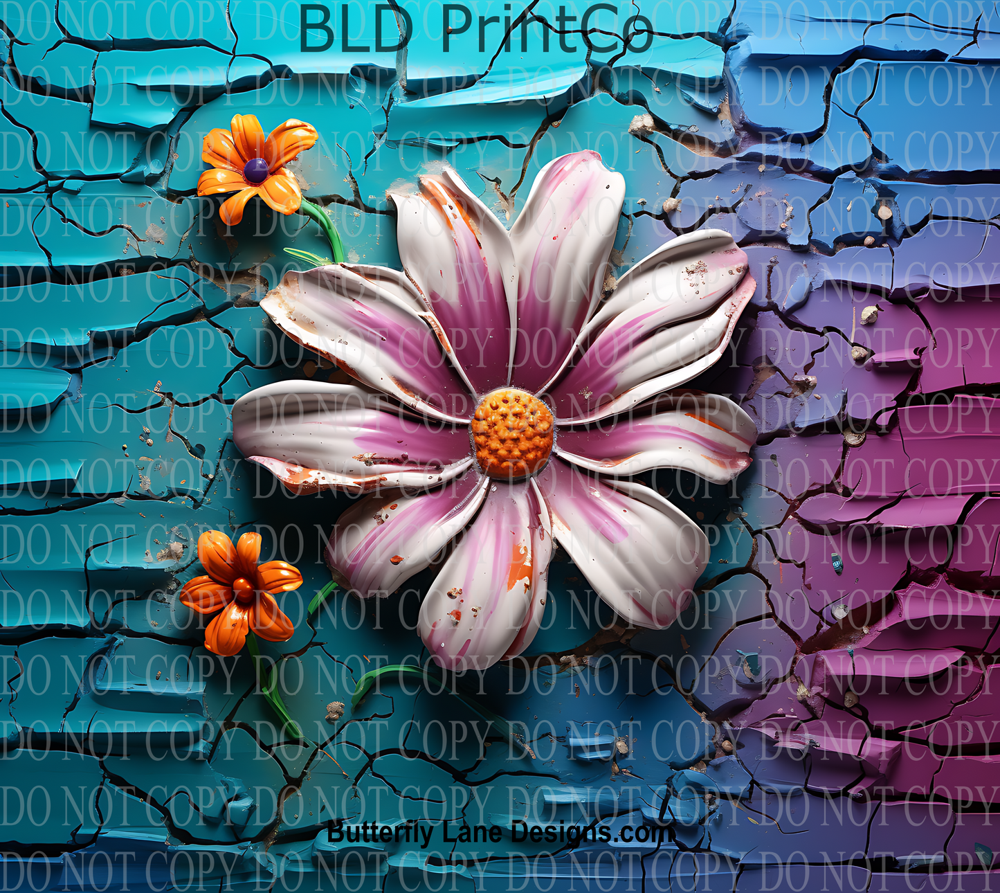 W109 3D Effect - Colorful flower Wall Smash: Tumbler wrap