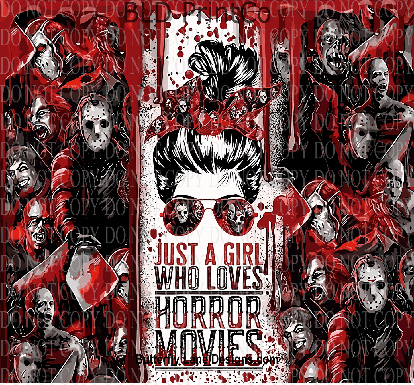 W137 Just a girl who loves horror movies Tumbler wrap