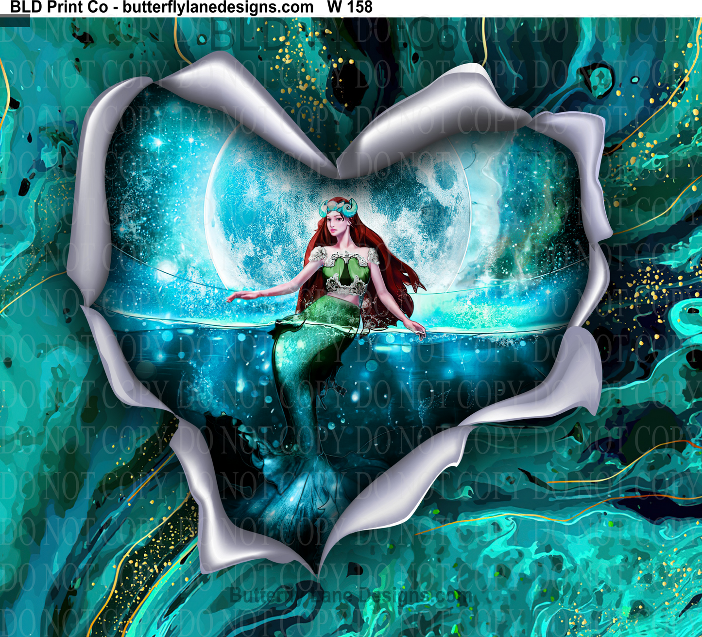 W158 Turquoise Mermaid: Tumbler wrap