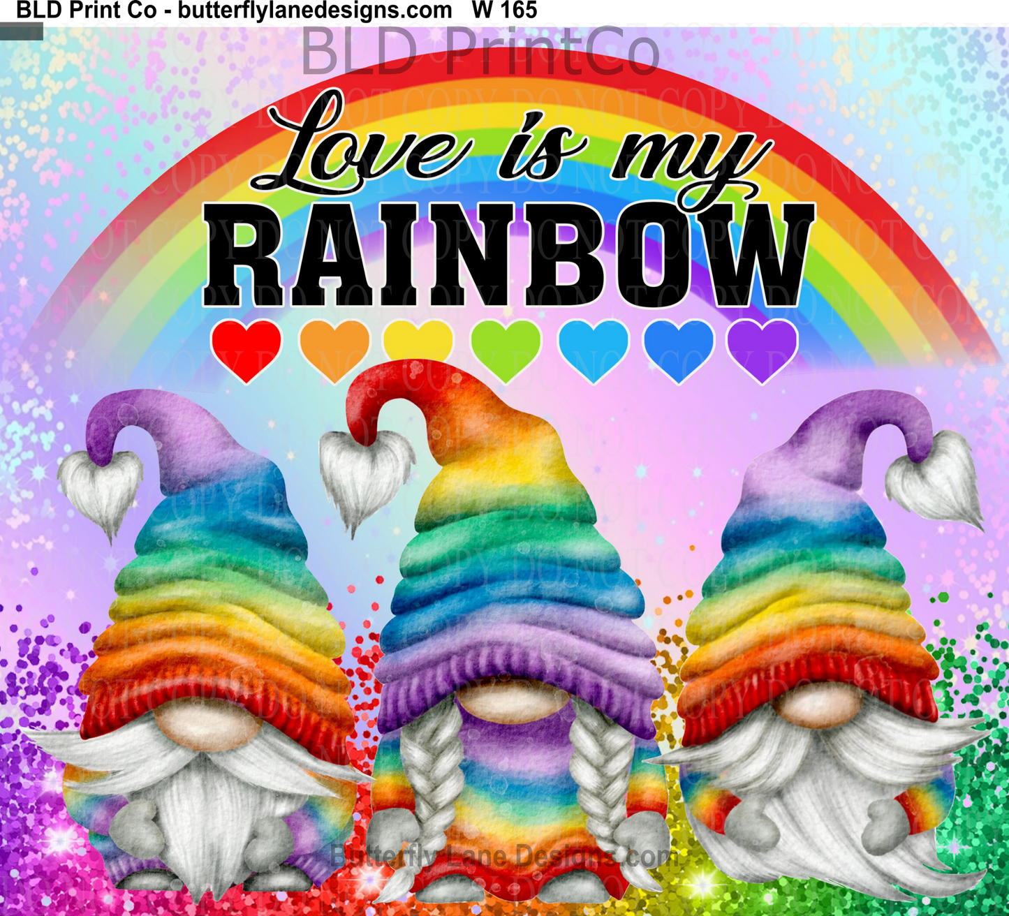W165 Love is my Rainbow- Gnomes: Tumbler wrap