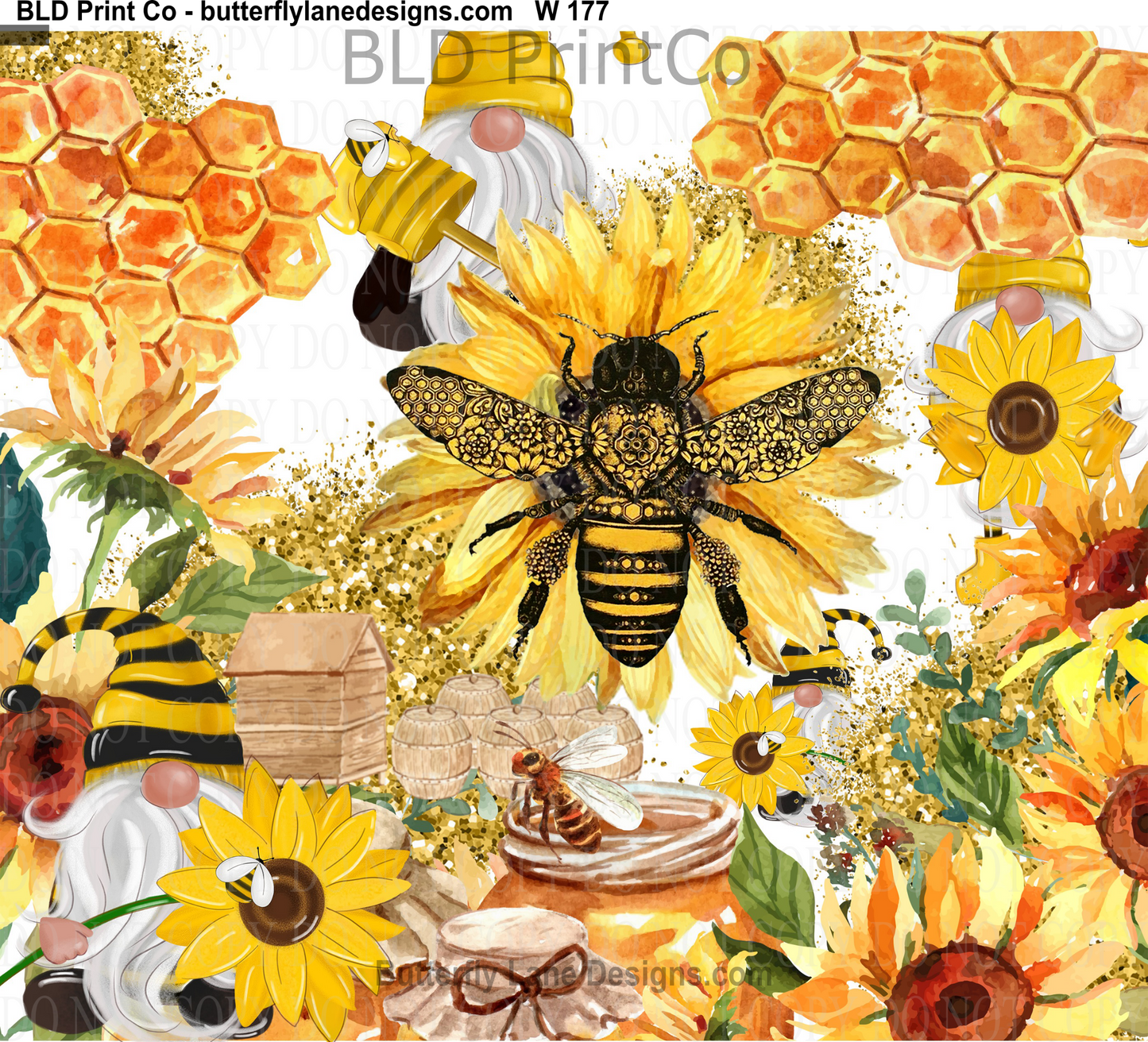 W177 Bees and Gnomes: Tumbler wrap