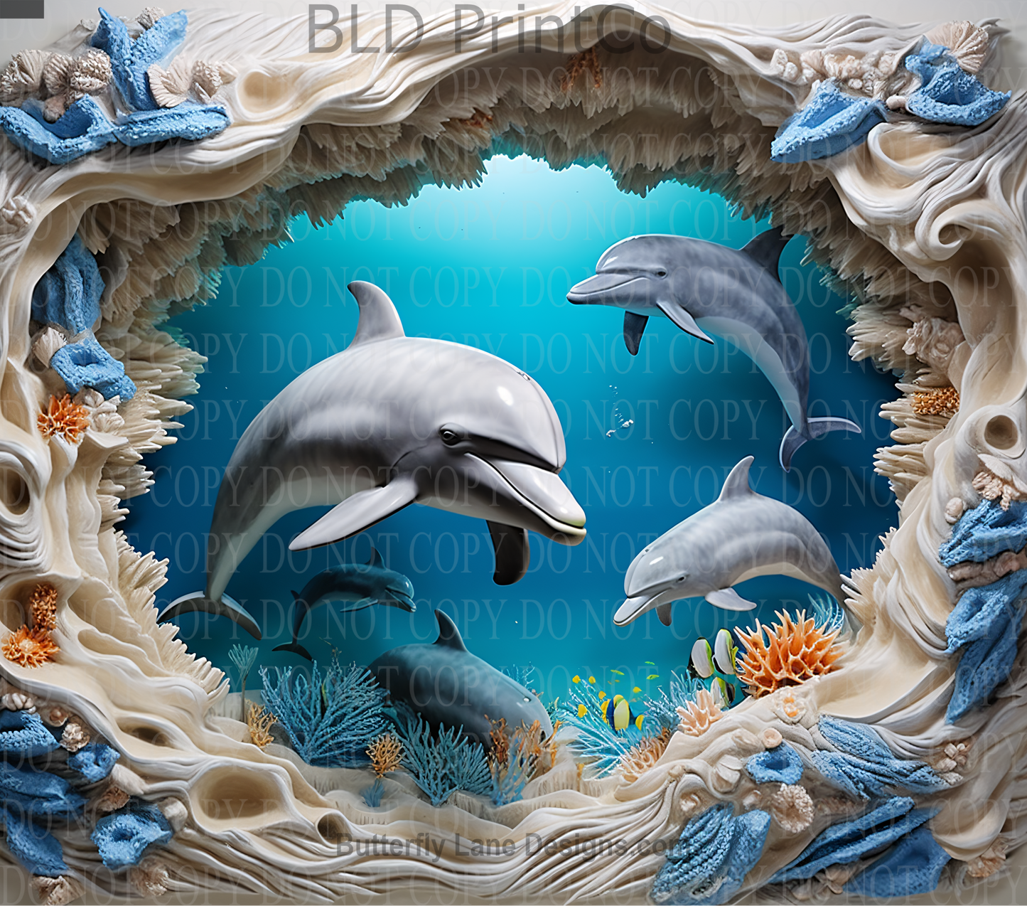 W212 3D Dolphins: Tumbler wrap