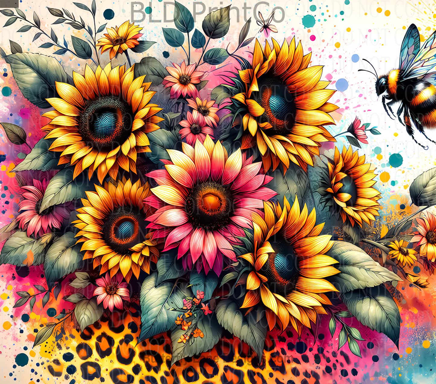 W255 Leopard and sunflowers: Tumbler wrap