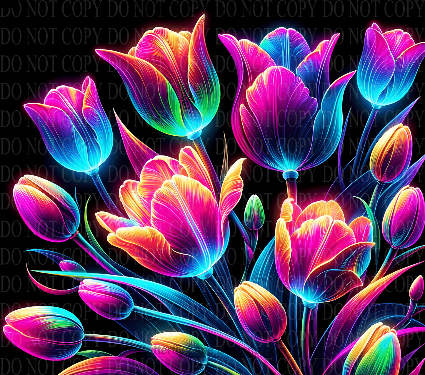 W256 Neon Tulips: Tumbler wrap