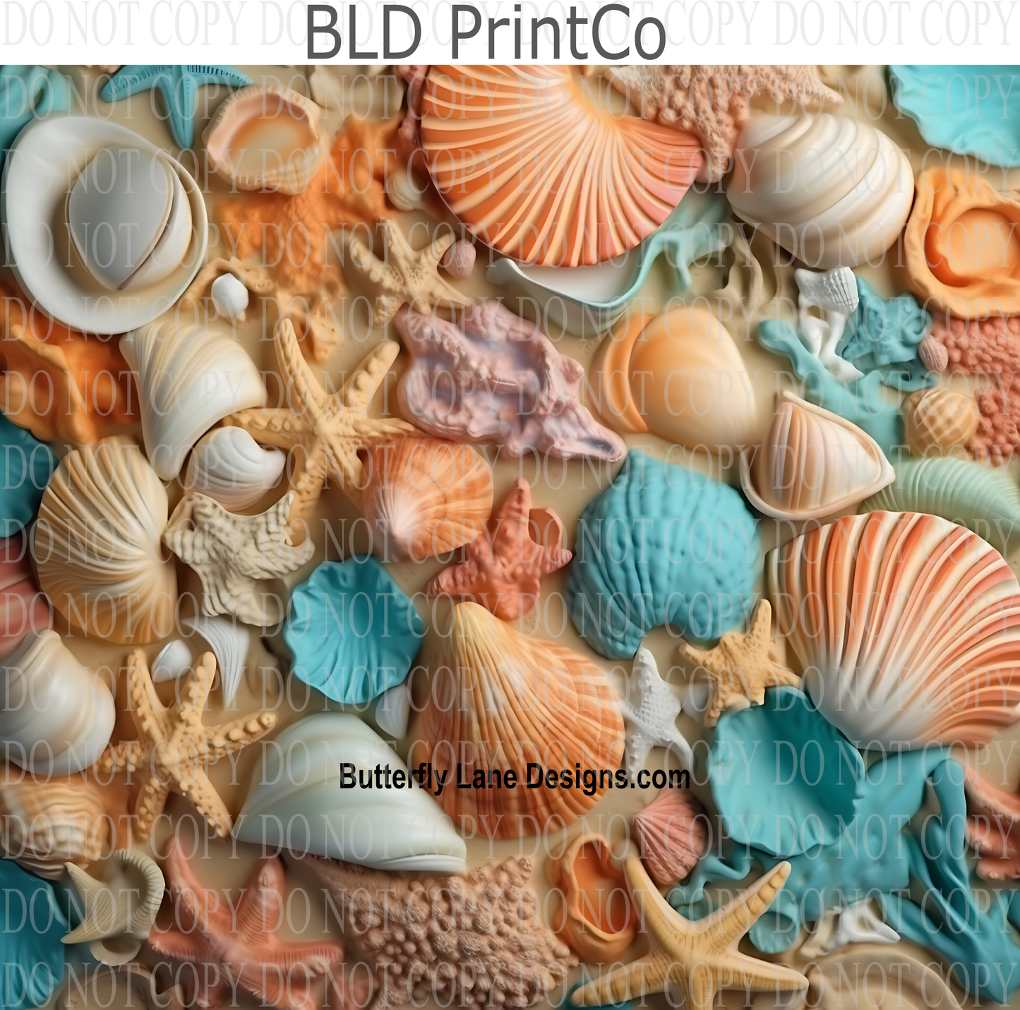 3D Effect Sea Shells 1- W26 : Tumbler wrap