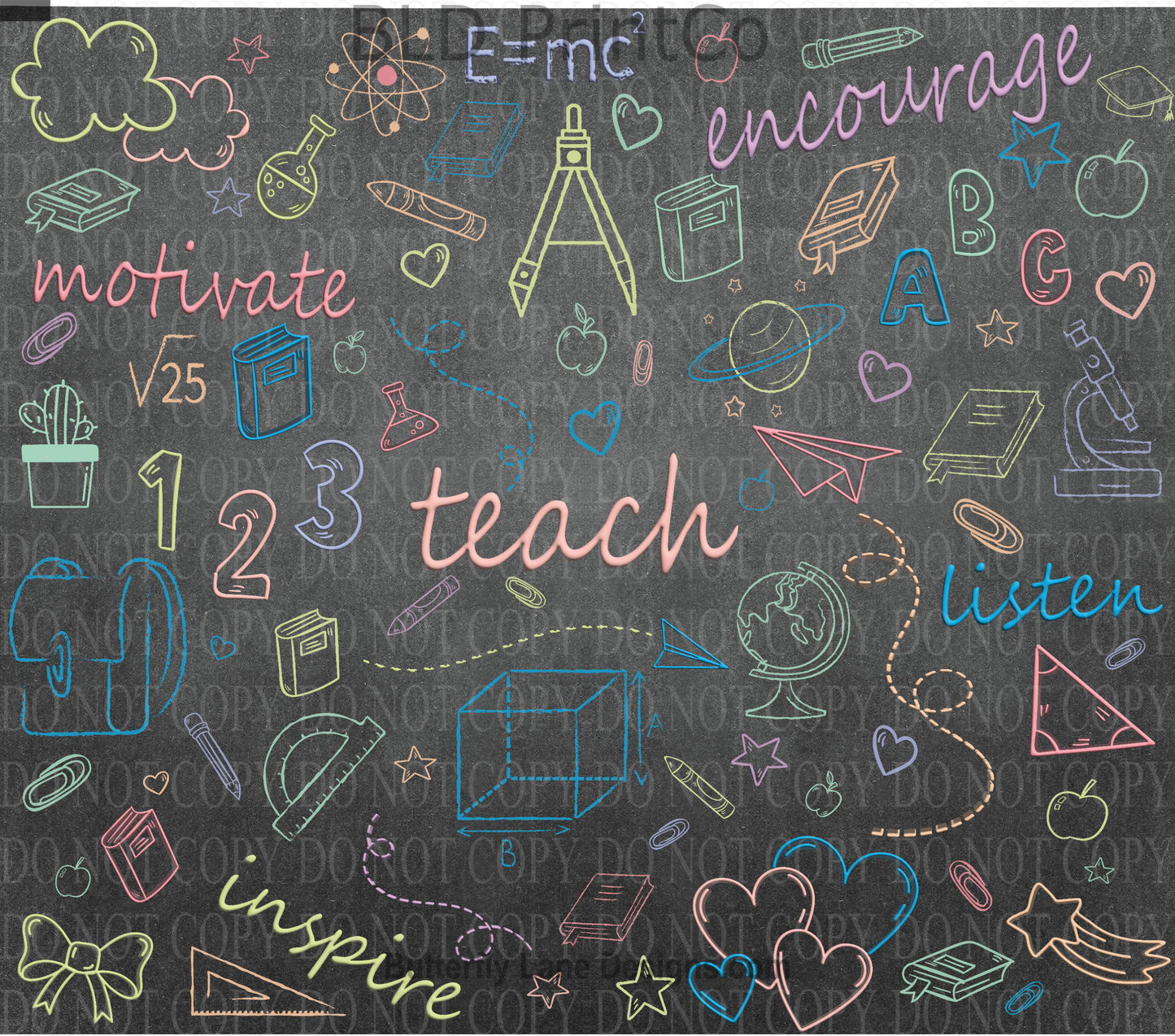 W267 Teacher- Chalk Board effect : Tumbler wrap