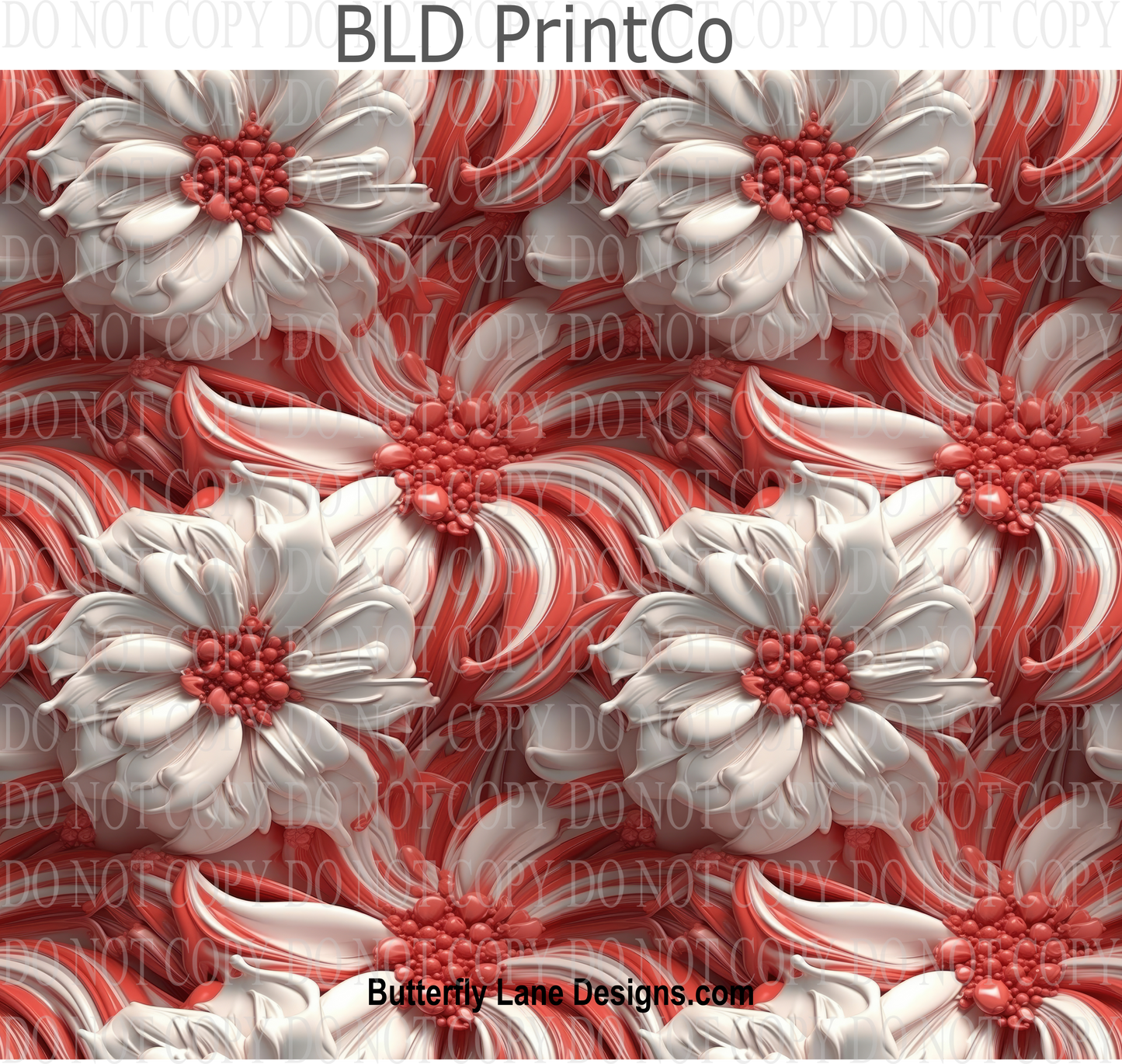3D effect White and coral florals W3 : Tumbler wrap
