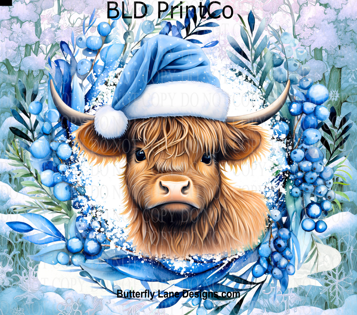 W372 Blue highland Christmas