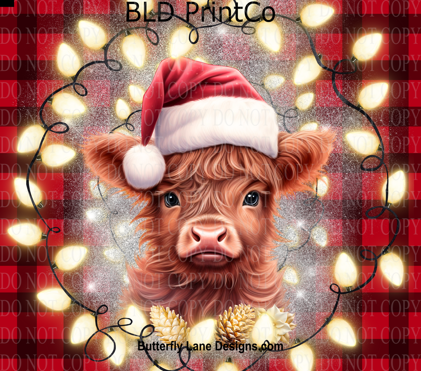 W377 Highland cow Christmas lights