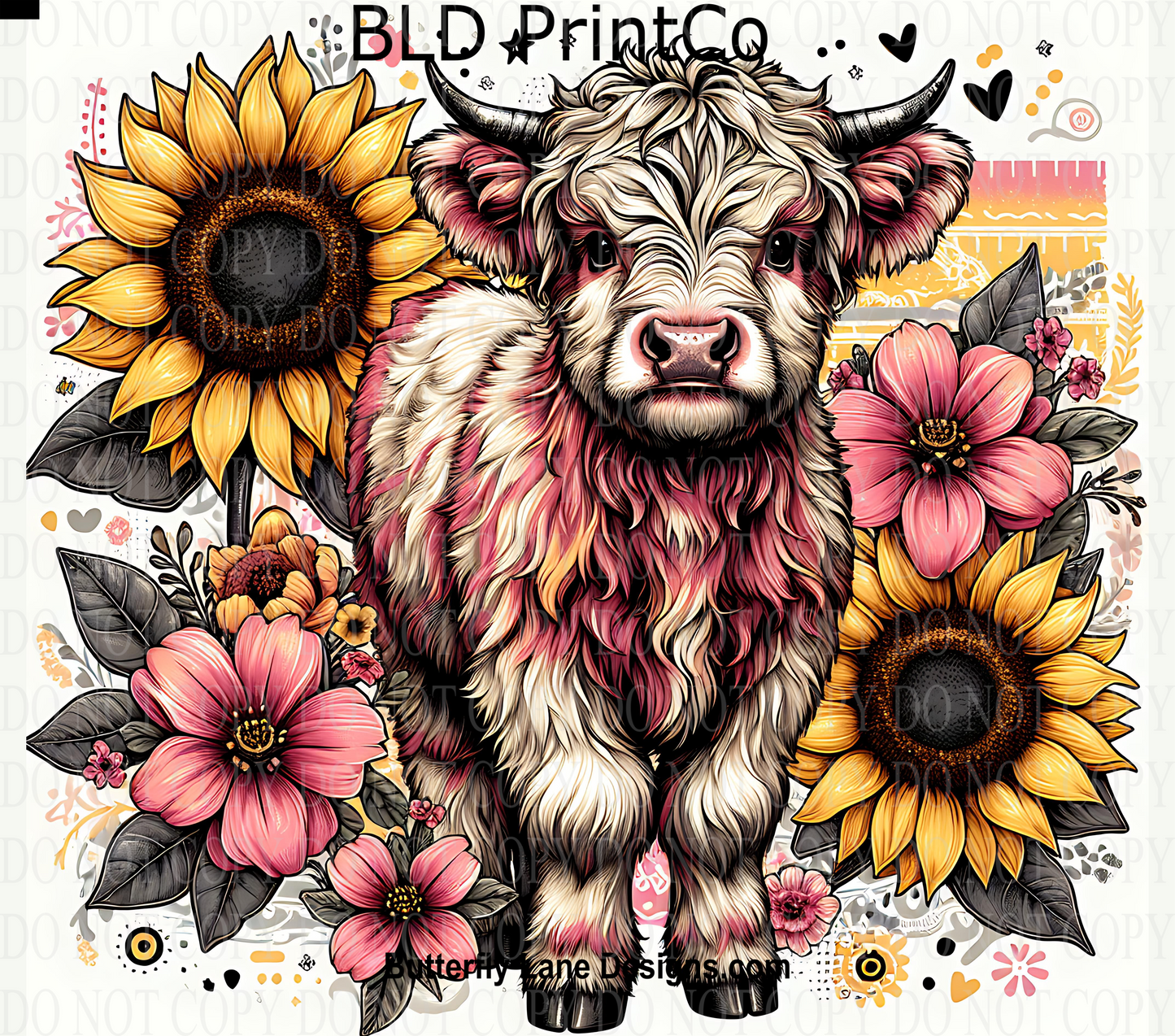 W453 Sunflower Highland Cow