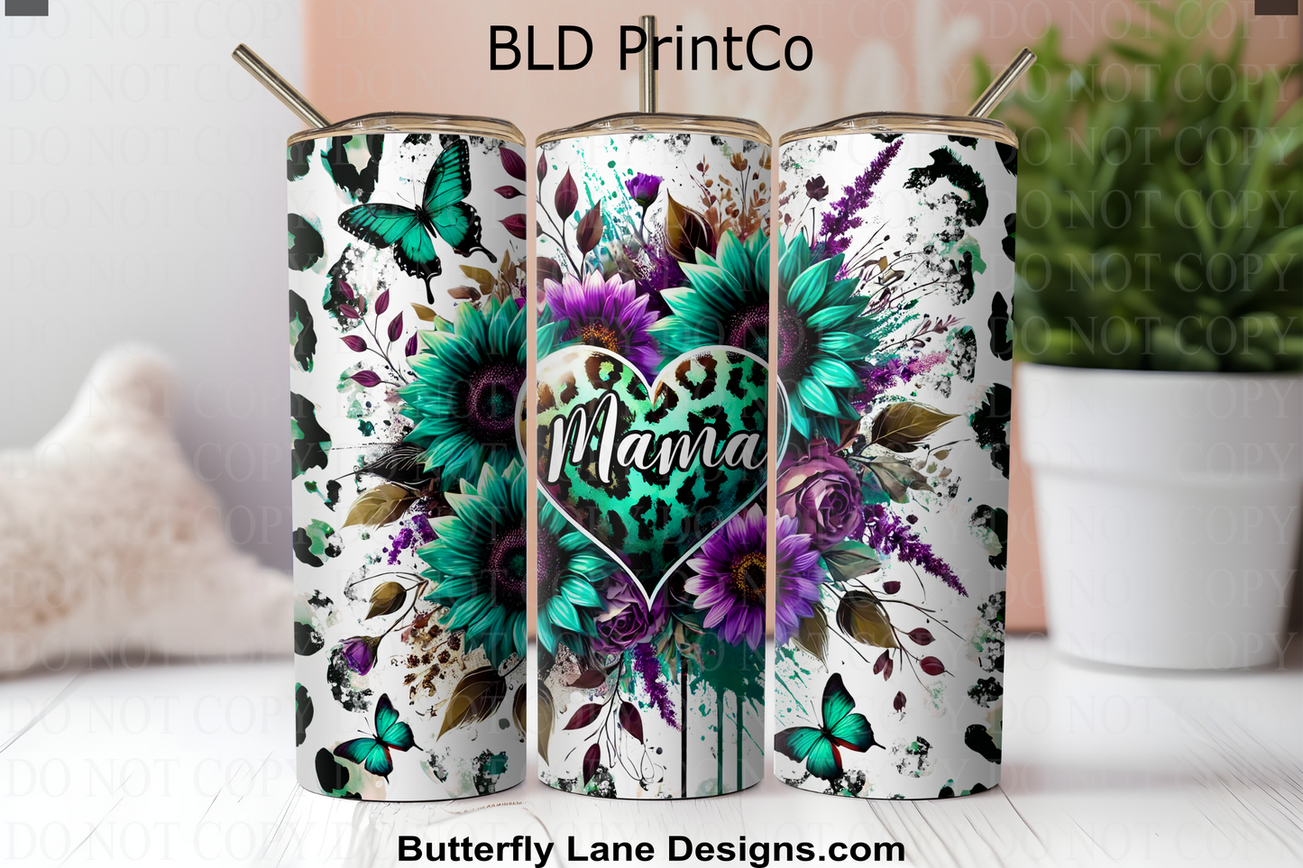 W562 Mama teal purple florals
