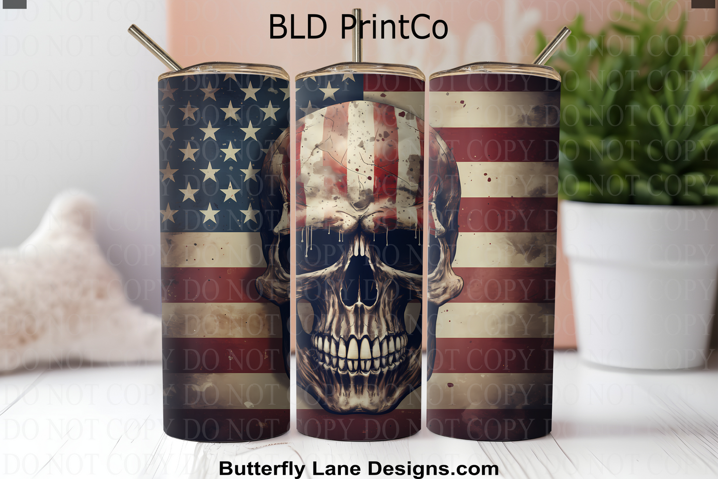 W568 American flag Skull