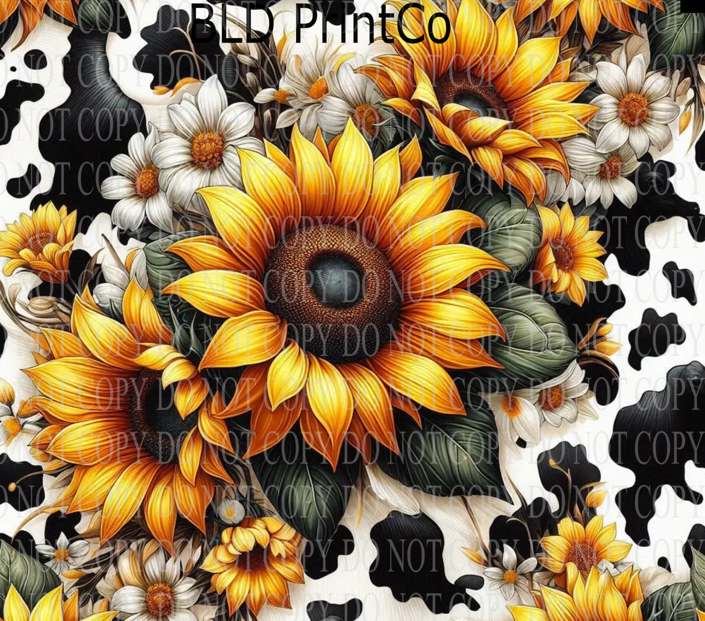 W881 Sunflowers and cow print