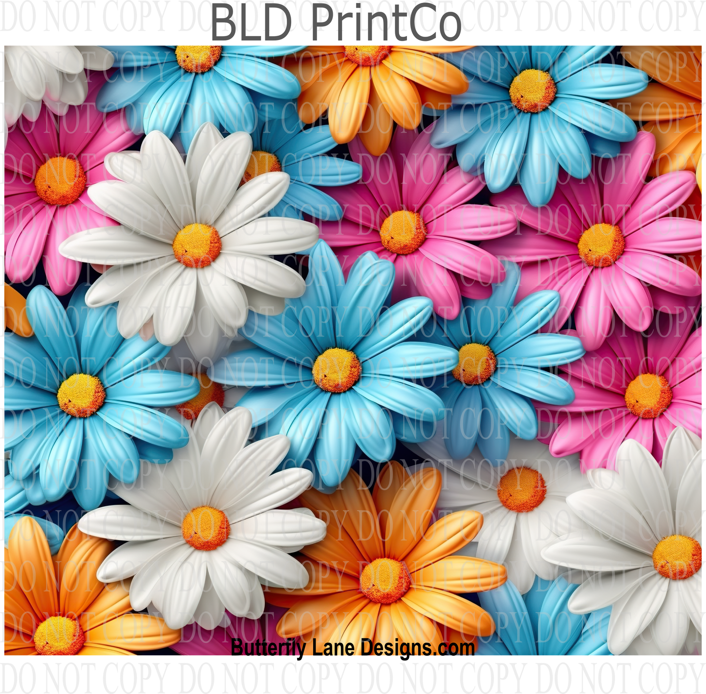 3D effect- Colorful Daisies.- W89