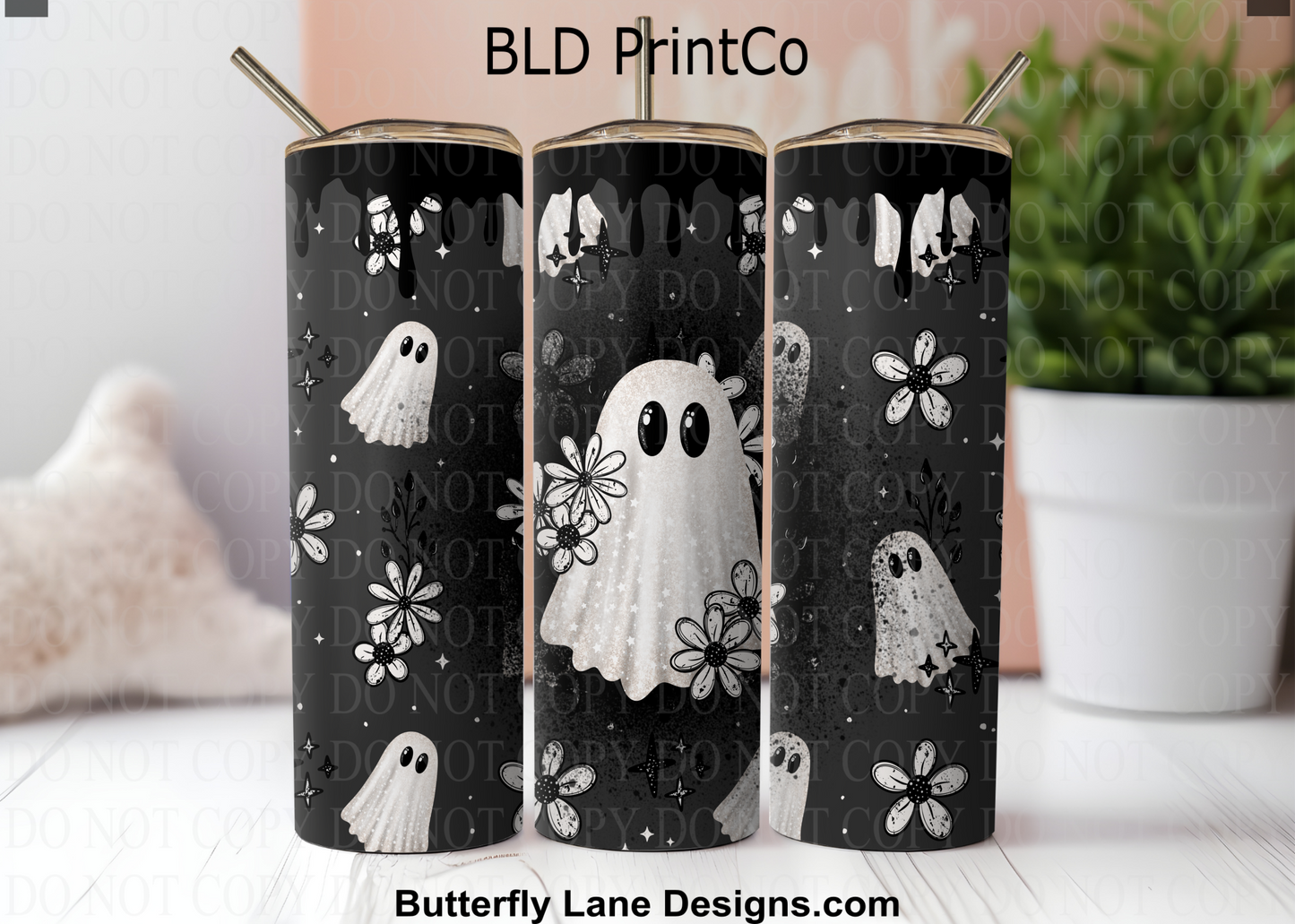 W927 Drip floral ghost