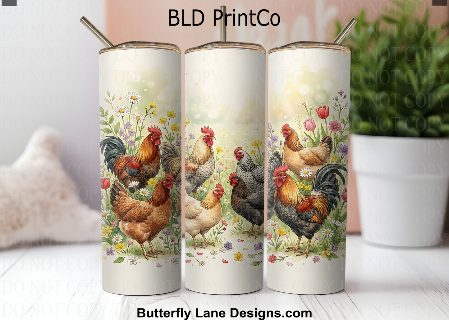Country Chickens & Roosters | Farmhouse Meadow Floral | W980
