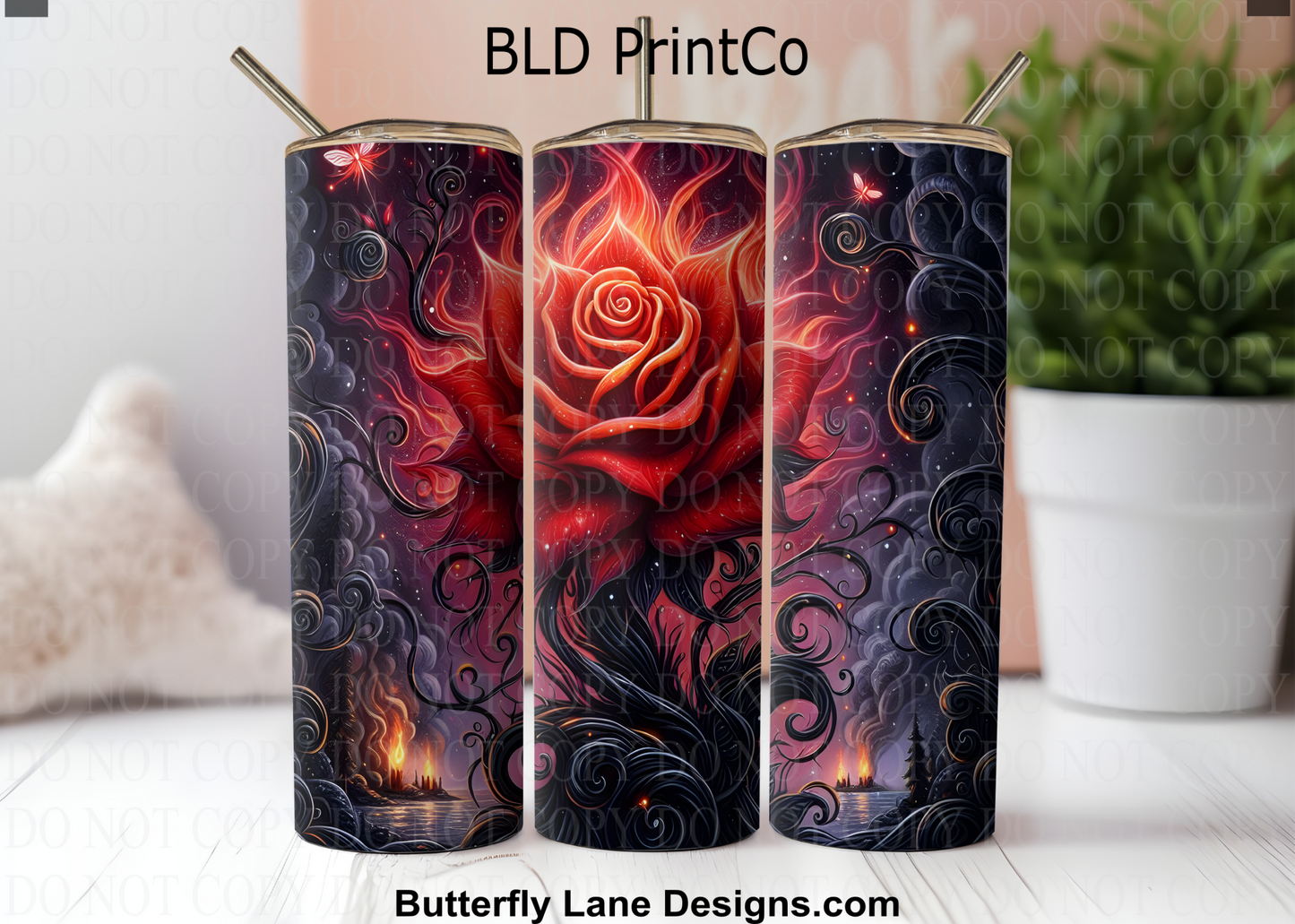 Ethereal Fiery Rose | Gothic Romance & Dark Fantasy | W981