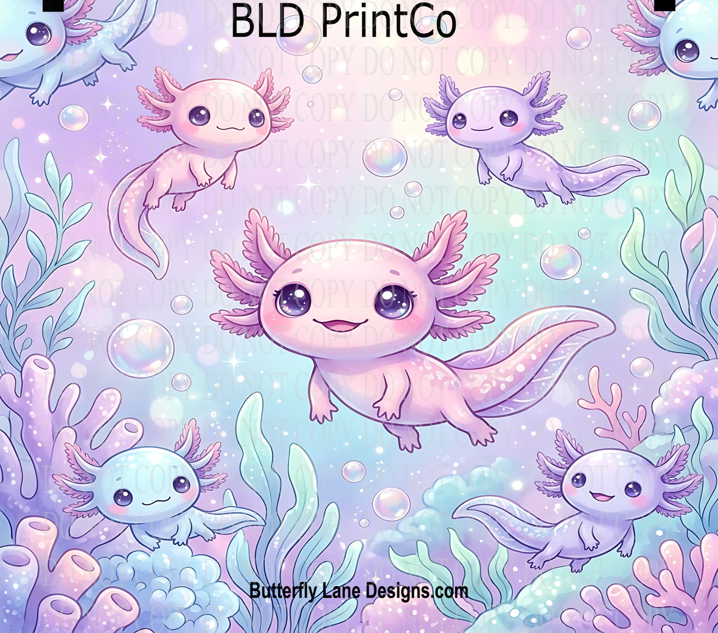 Axolotl Friends | Pastel Underwater Bubbles & Coral | W988