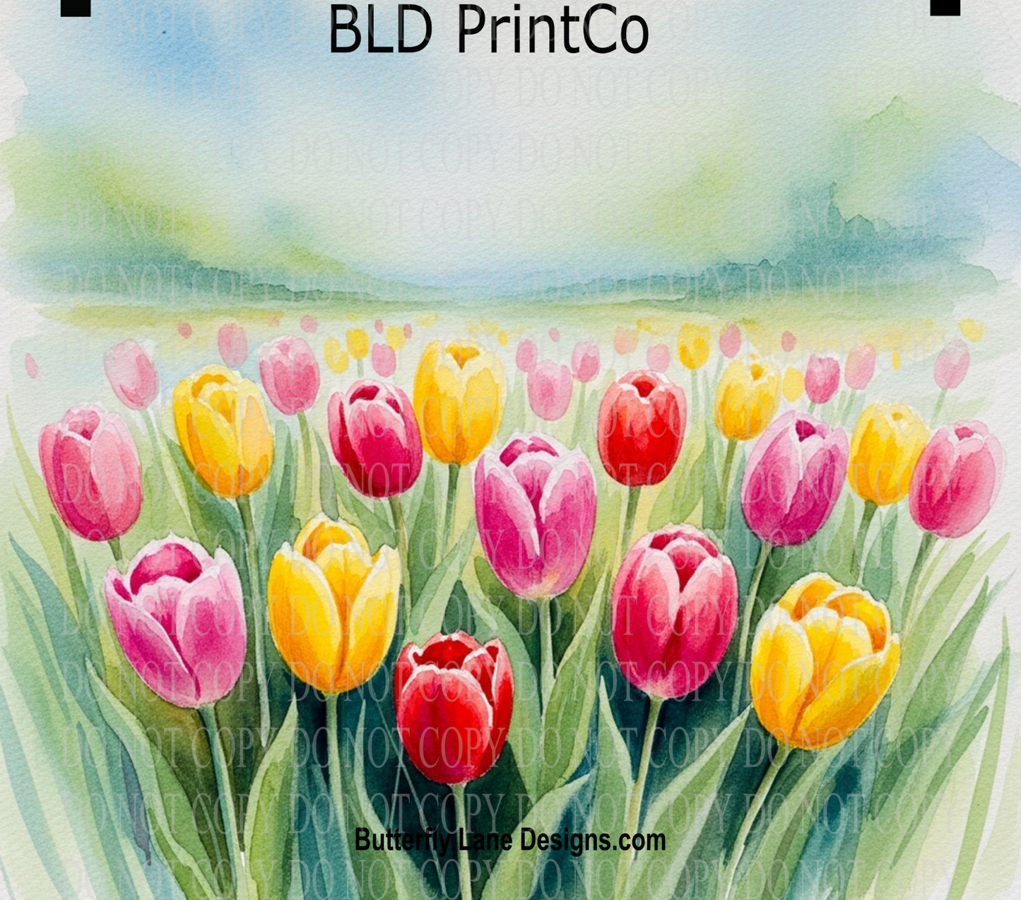 Tulip Field | Spring Watercolor Garden | W995