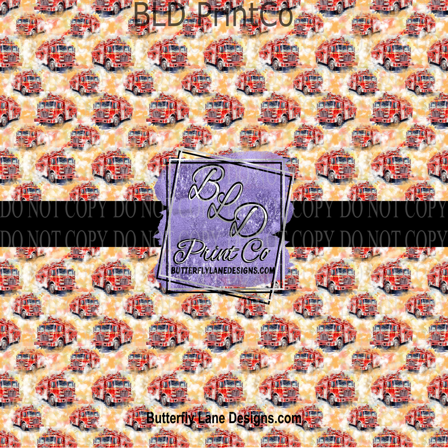 Watercolor Firetruck PV 1117 ::  Patterned Vinyl