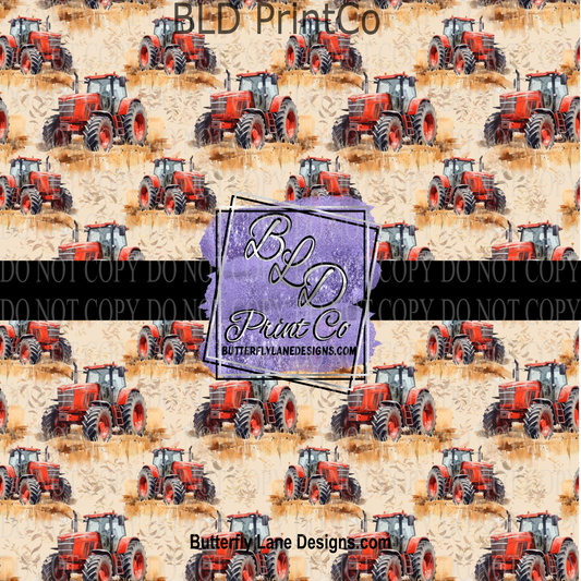 Watercolor Red Tractor PV 1115  ::  Patterned Vinyl