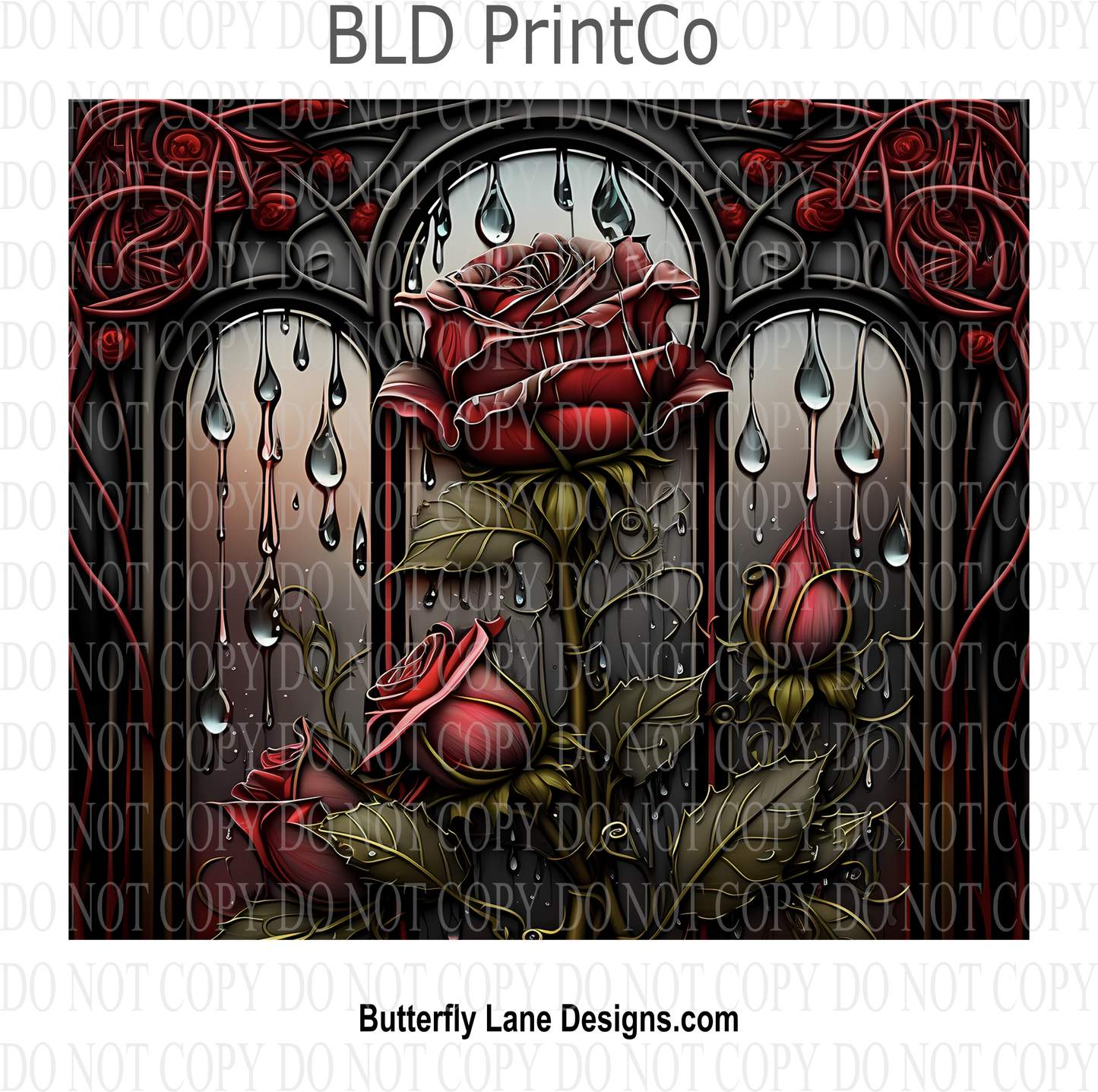 Weeping Rose Stained glass effect: Tumbler wrap W54