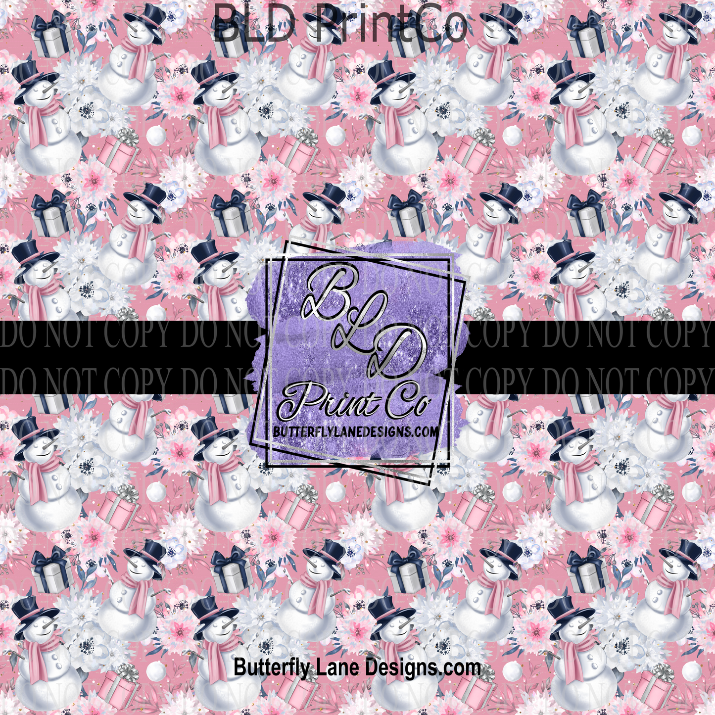 Winter Florals with snowman 752   Patterned Vinyl