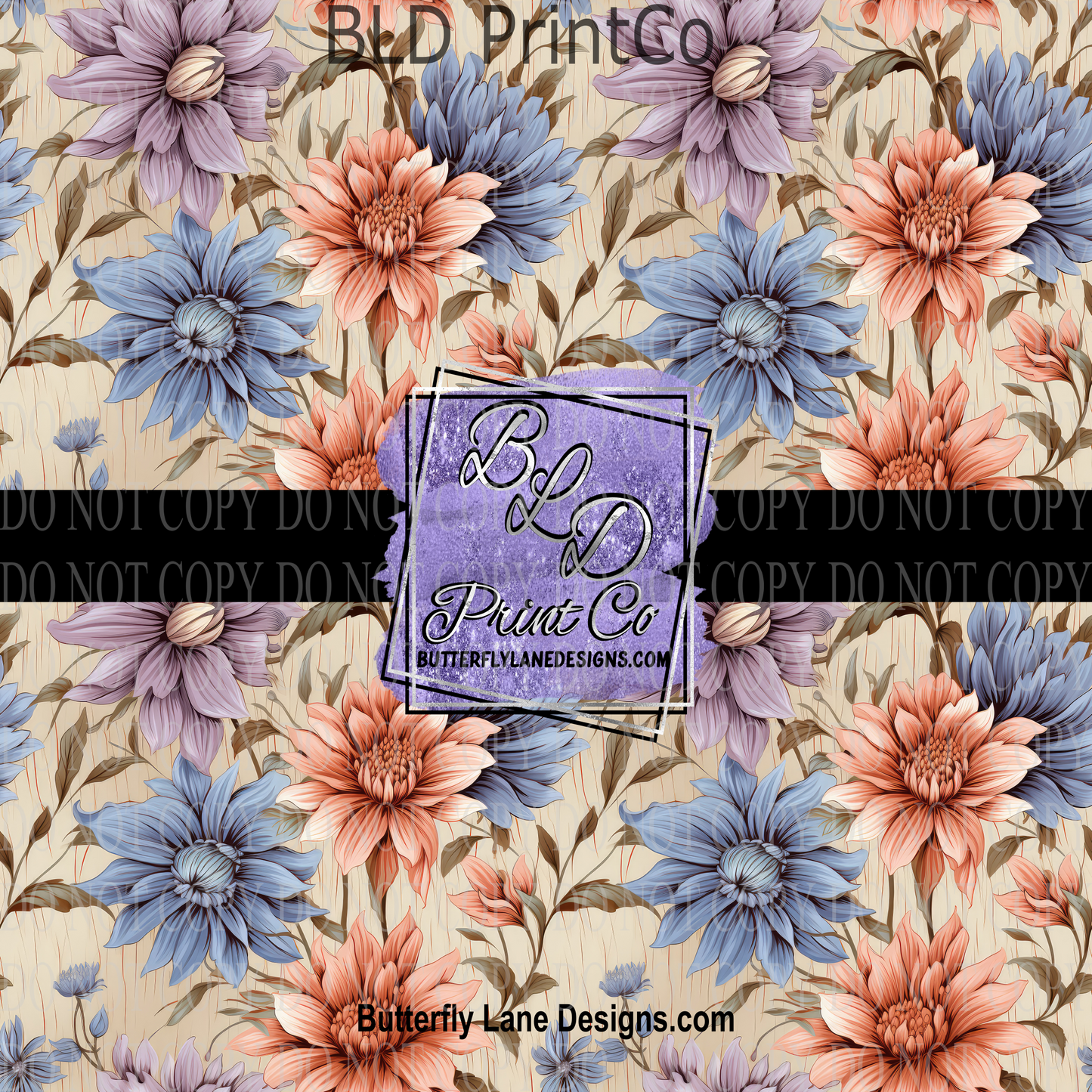 Woodgrain Spring florals PV 1081  ::  Patterned Vinyl