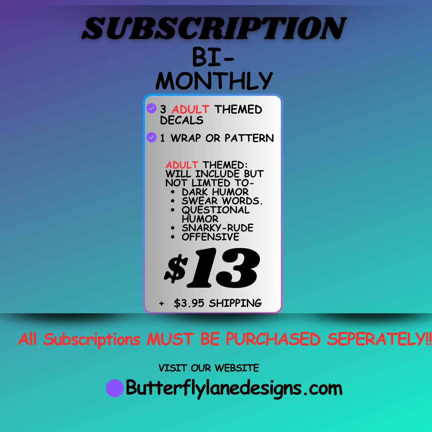 Bi-Monthly Subscription -Adult Themed Decal Box