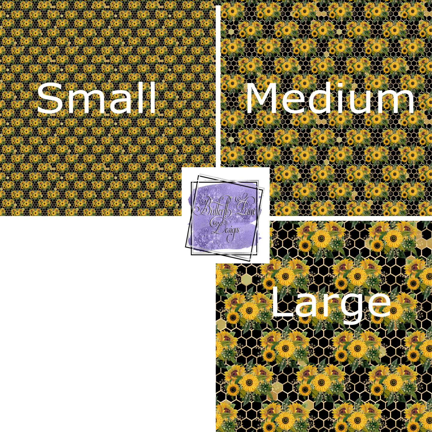 Sunflowers with Honey Comb- Honeycomb- Bee PV 005 Patterned Vinyl