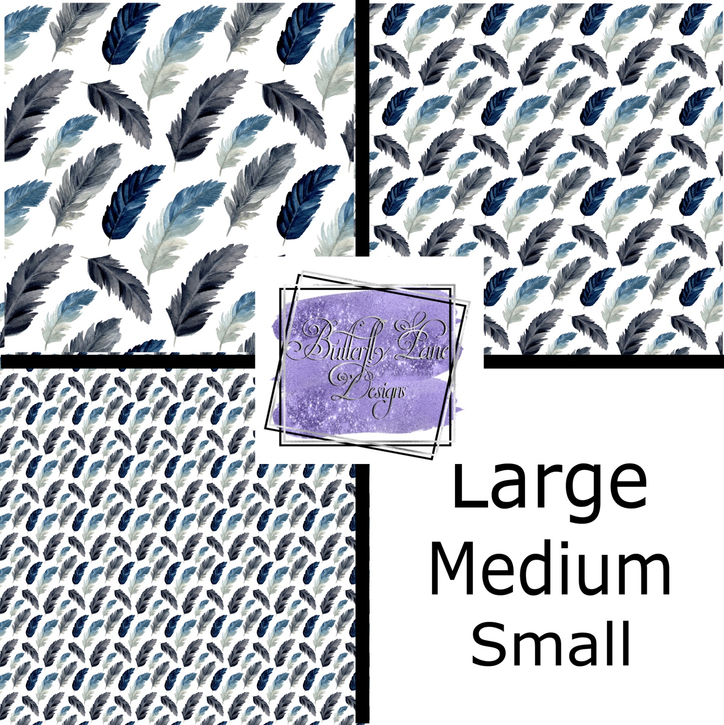 Feathers: Blue tones-Patterned Vinyl 082