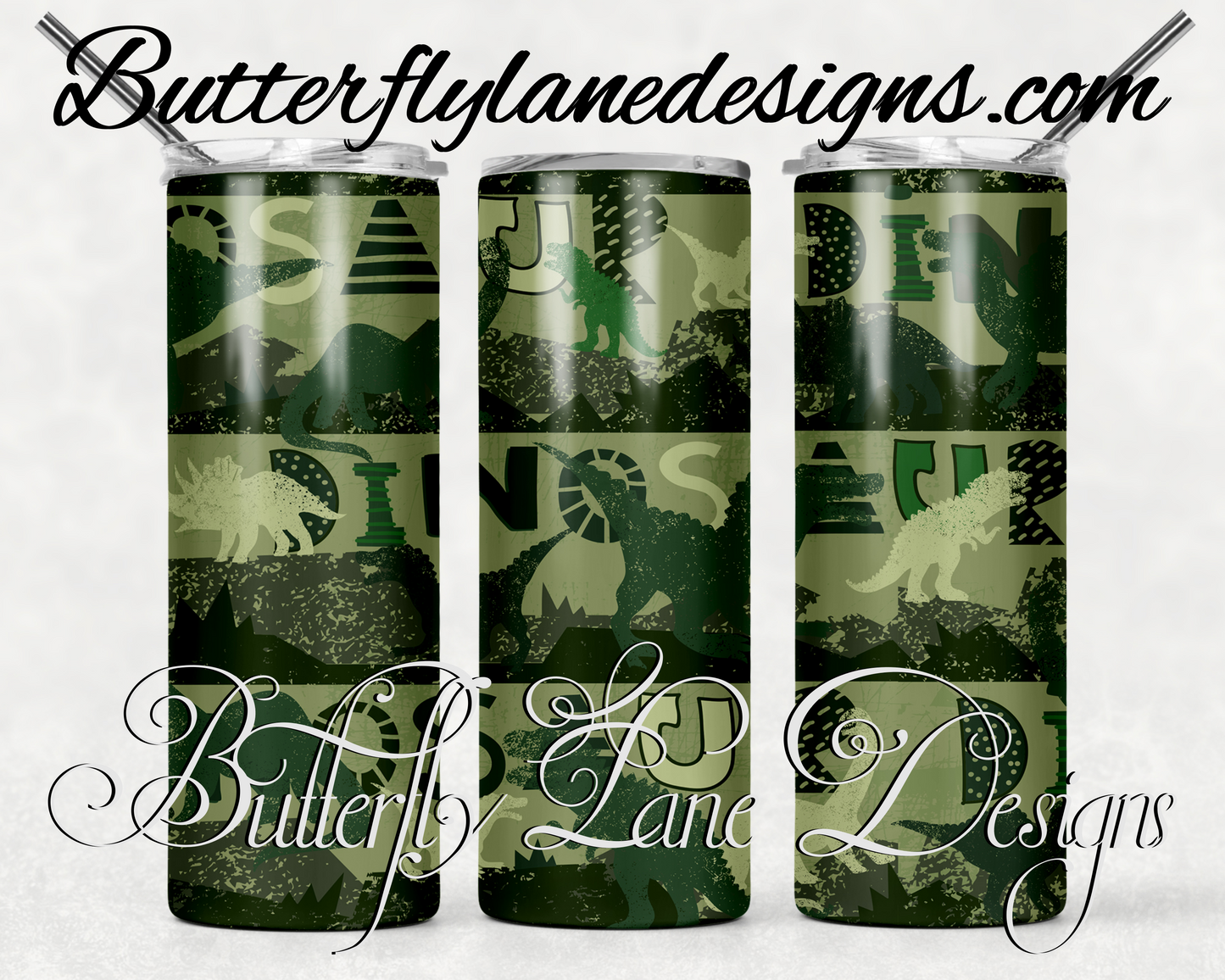Dinosaur tri level green-127-WM:: White Cast Tumbler wrap