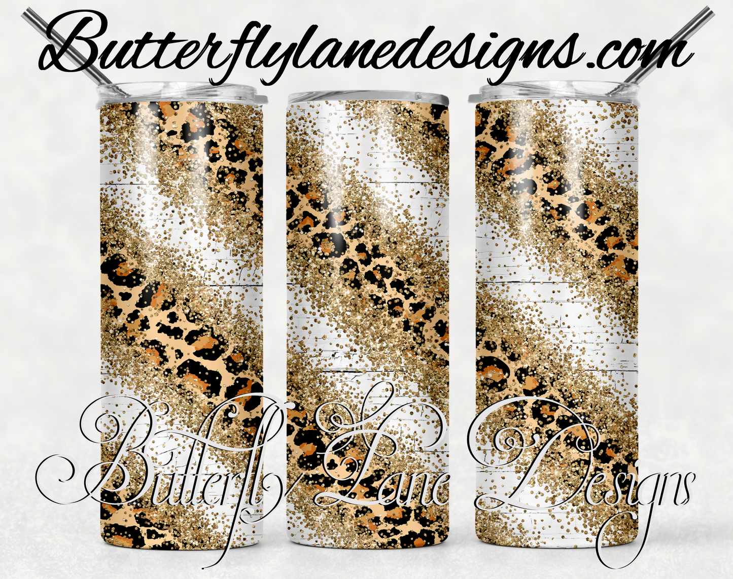 Wood grain leopard gold overlay-212-WM :: White Cast Tumbler wrap