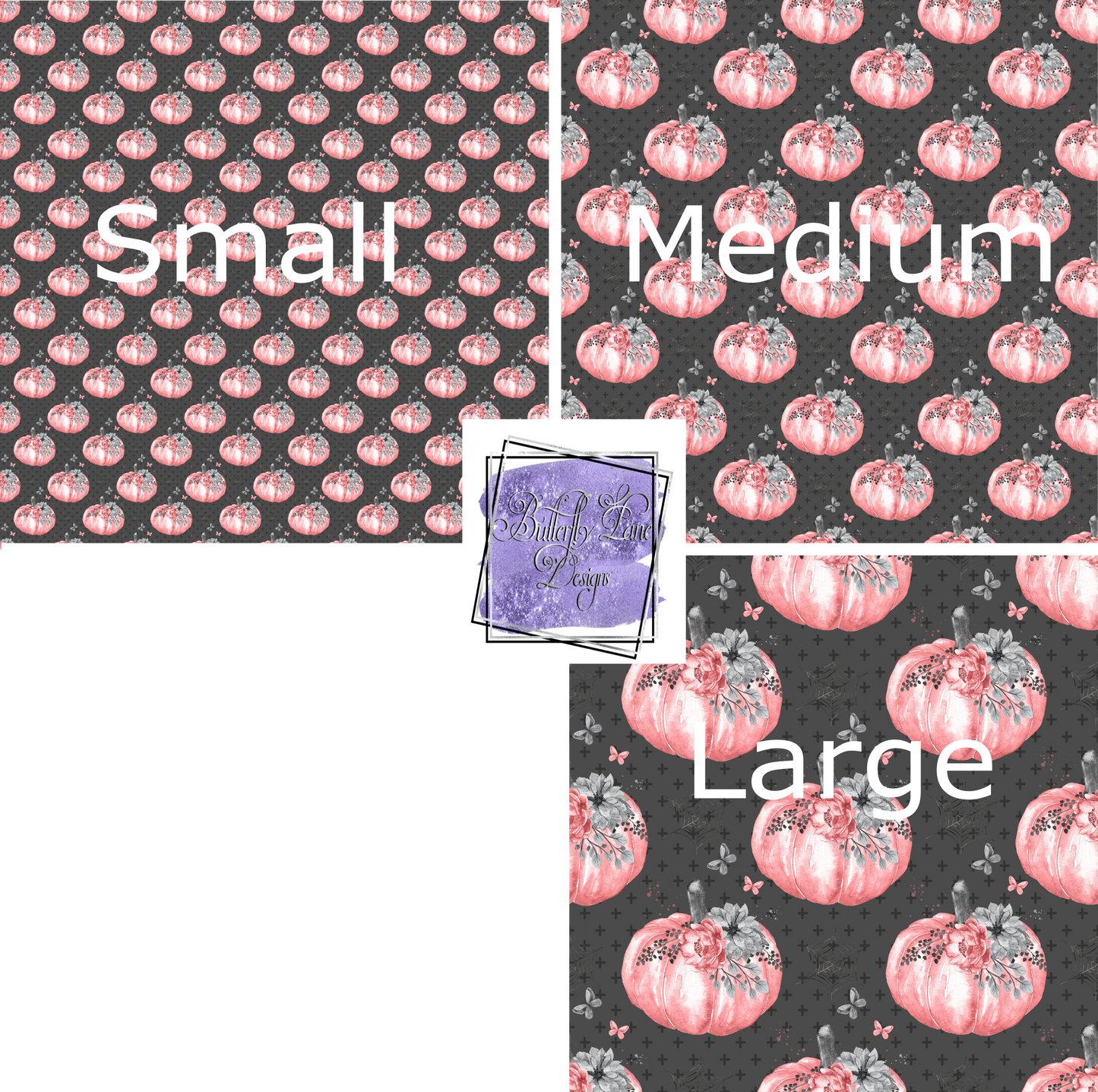Grey with Pink watercolor pumpkins PV238 Patterned Vinyl