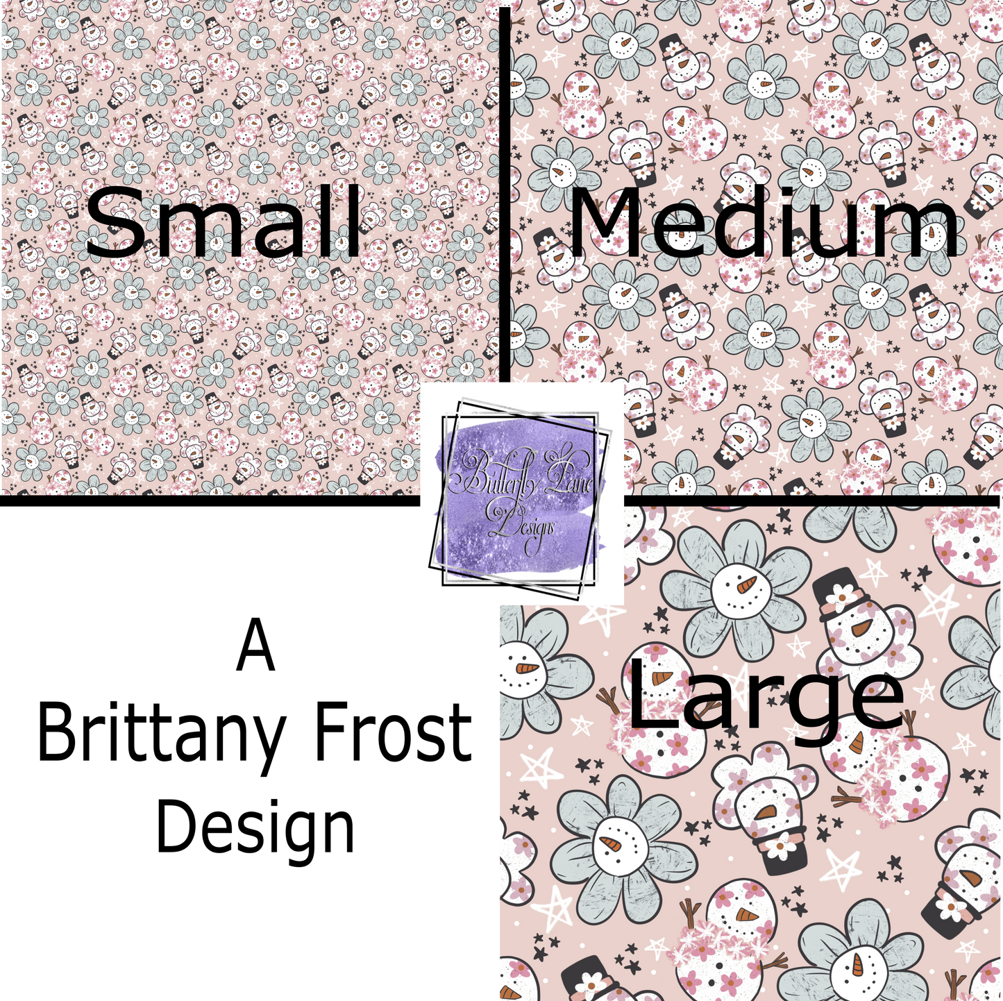 Winter Flower snowmen PV264 Patterned Vinyl