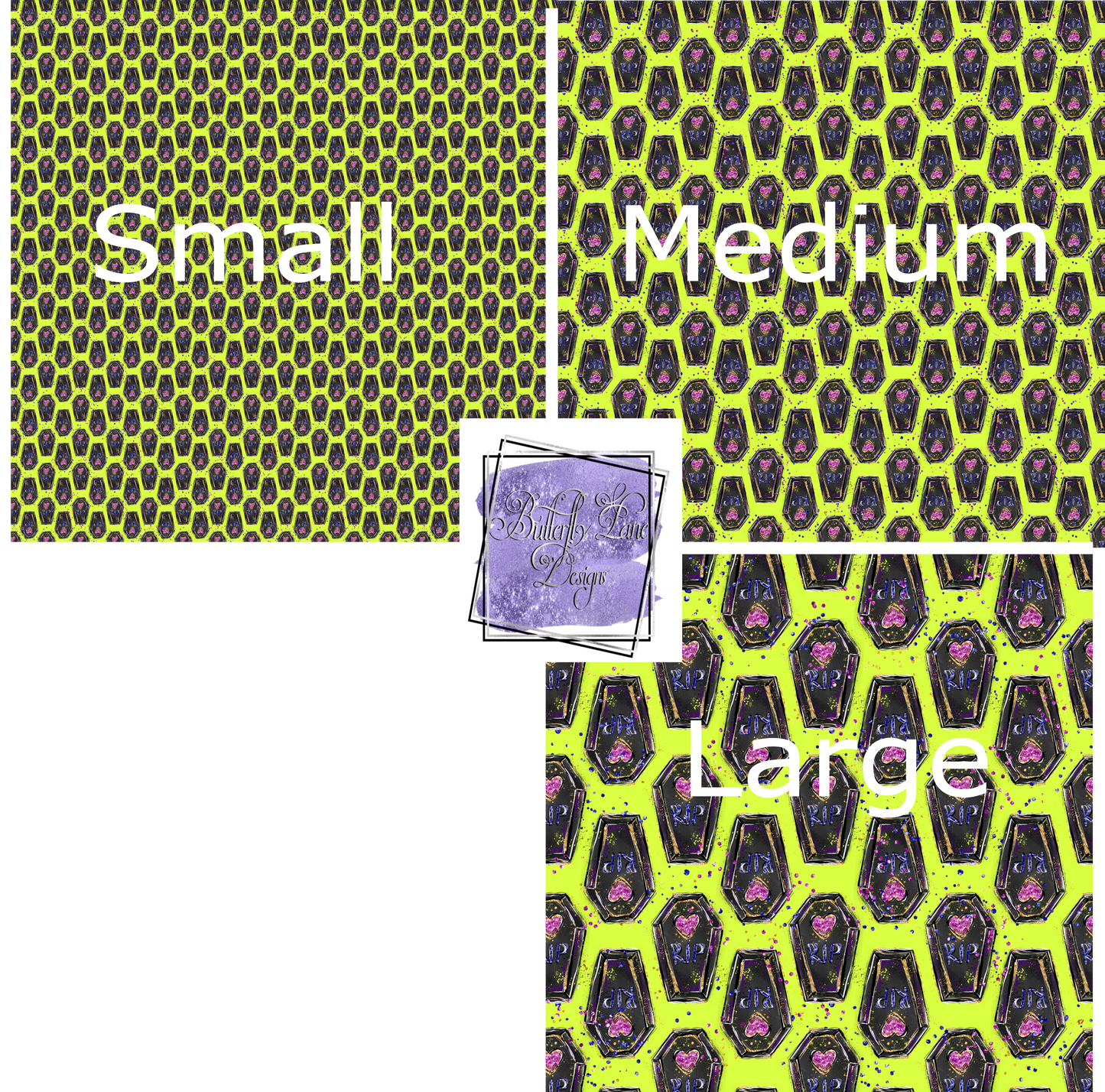 Halloween Neon green with coffins PV271 Patterned Vinyl