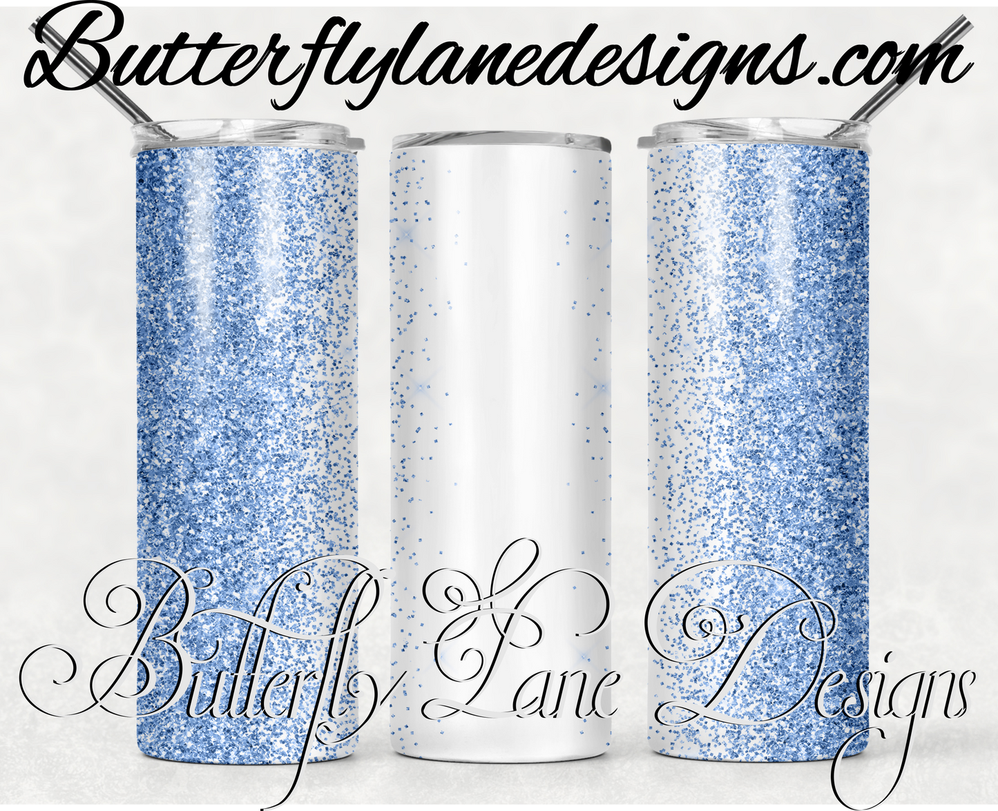Baby blue glitter -customizable-310-WM :: White Cast Tumbler wrap